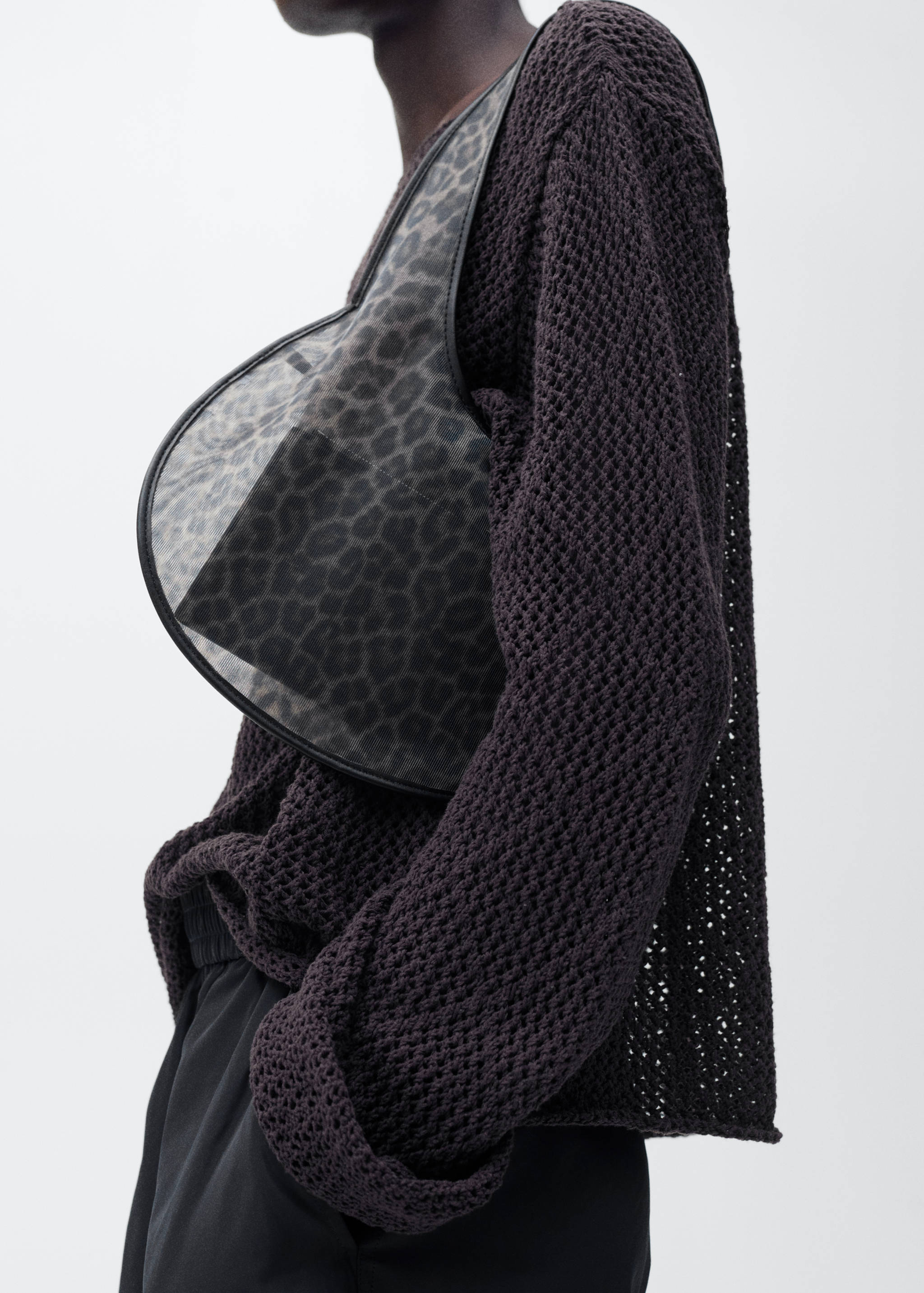 Halbtransparente Handtasche mit Animal Print - Allgemeine Ansicht