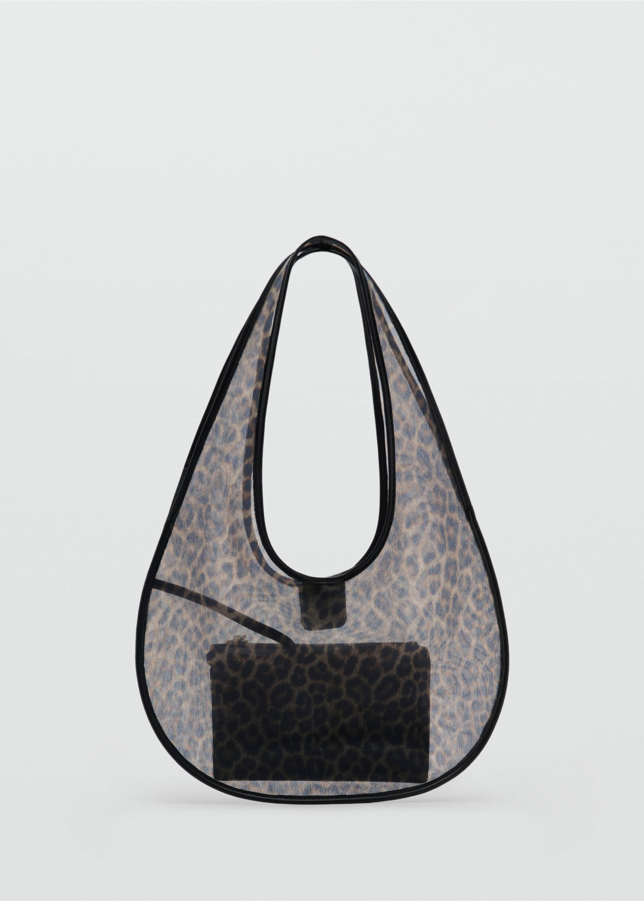 Halbtransparente Handtasche mit Animal Print - Artikel ohne Model, Schwarz. Ref: 87064076-00.