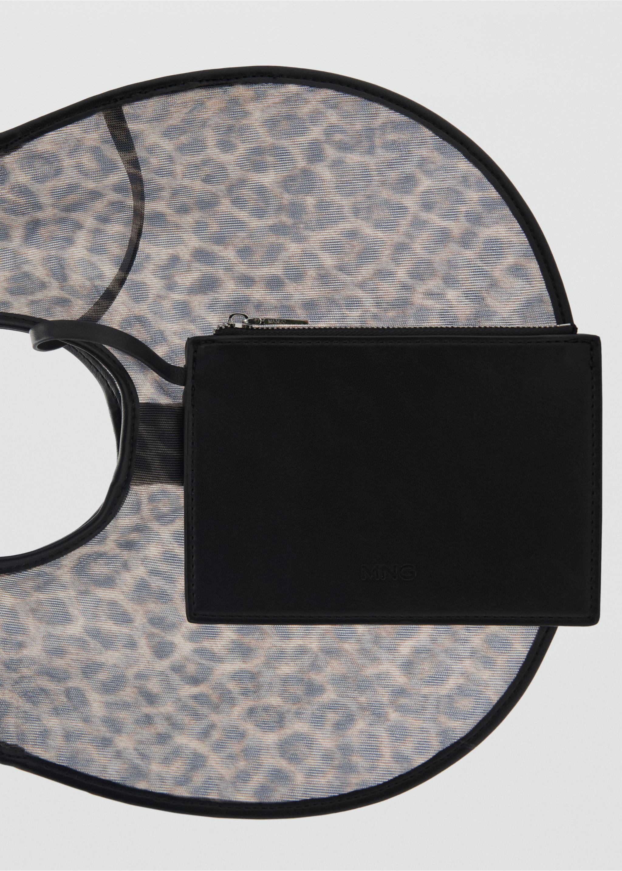 Halbtransparente Handtasche mit Animal Print - Detail des Artikels 1, Schwarz. Ref: 87064076-00.