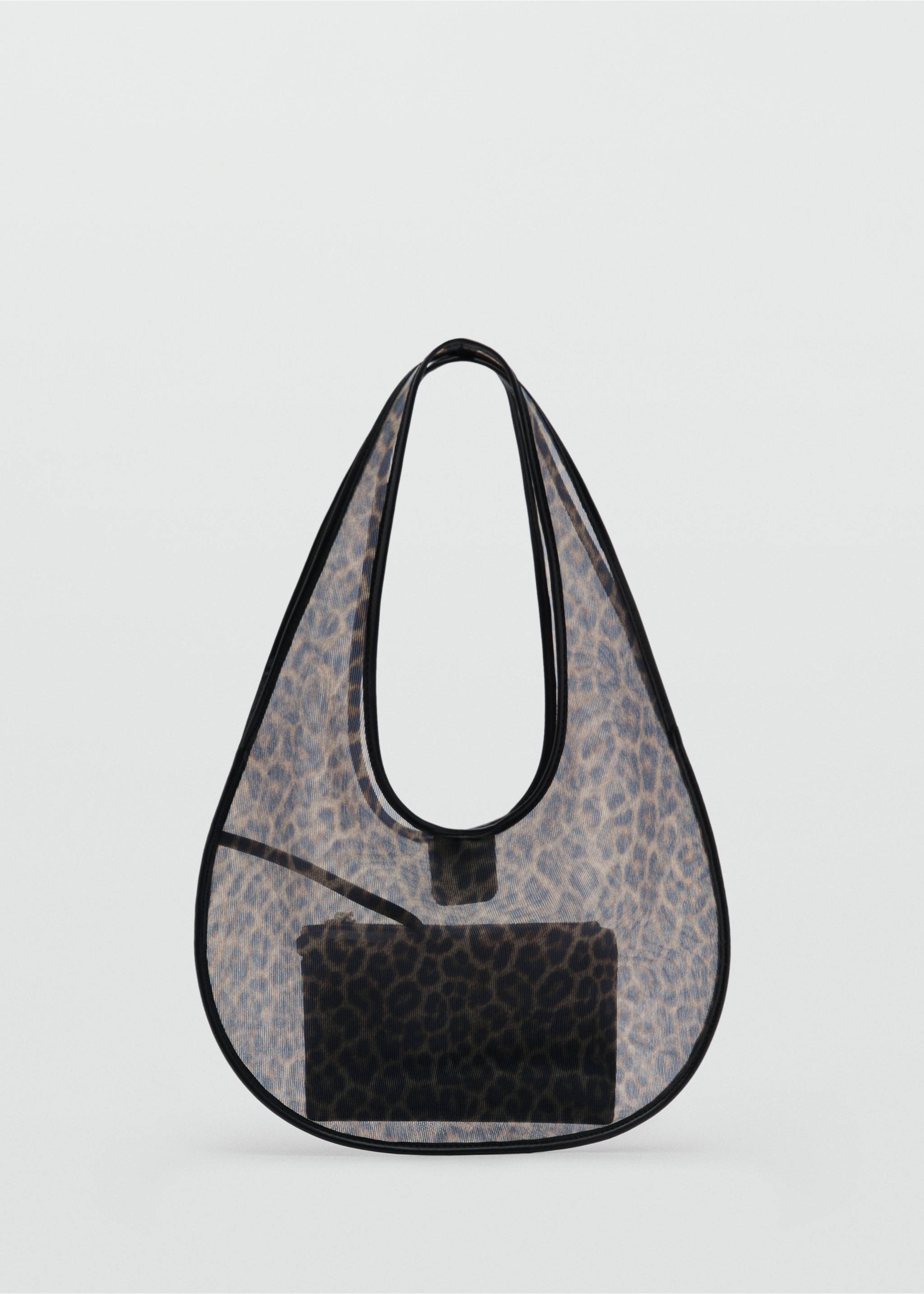 Semi-transparent animal-print handbag - Article without model, Black. Ref: 87064076-00.
