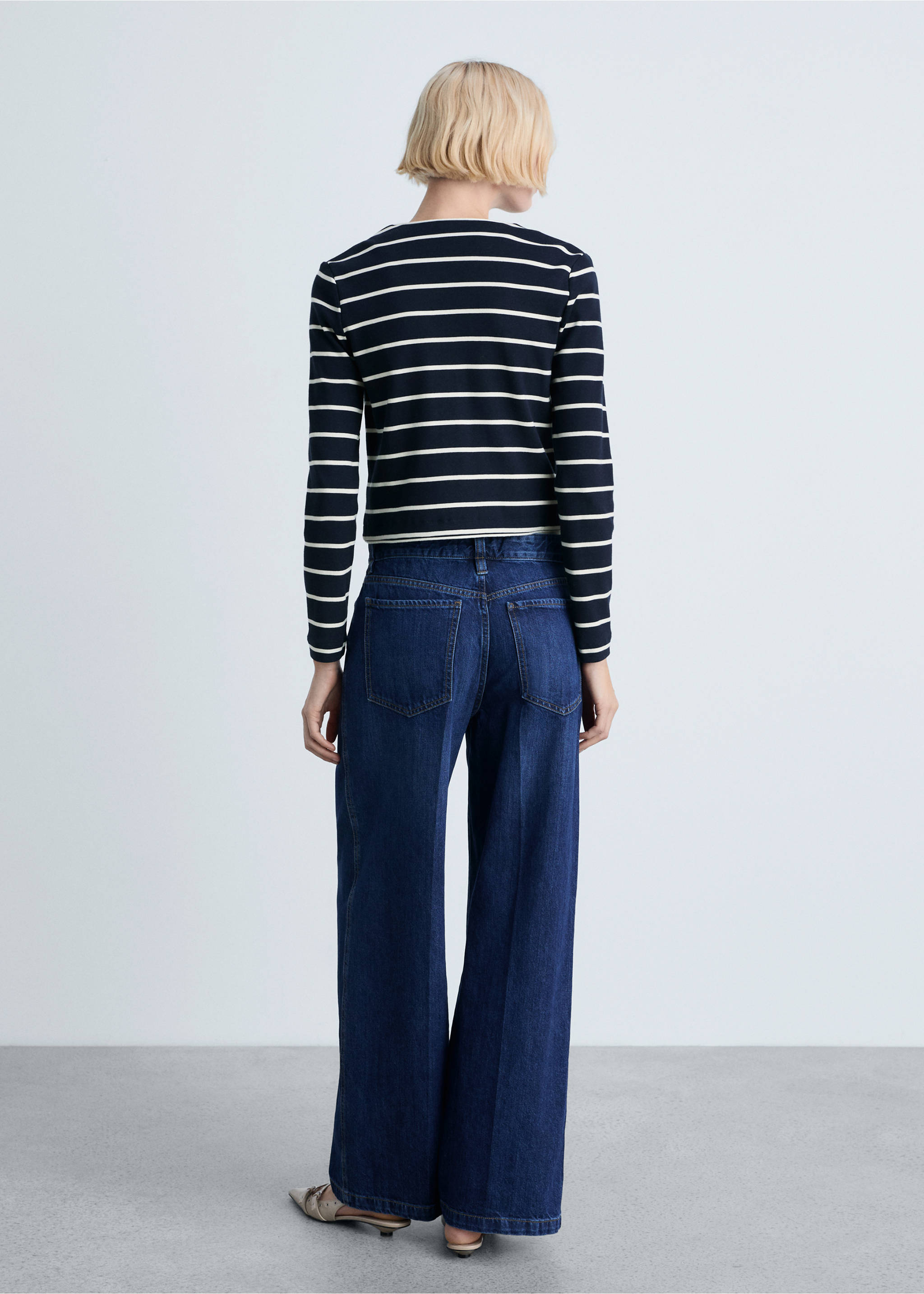 Stripped knit cardigan - Reverse of the article, Dark Navy. Ref: 87064079-00.