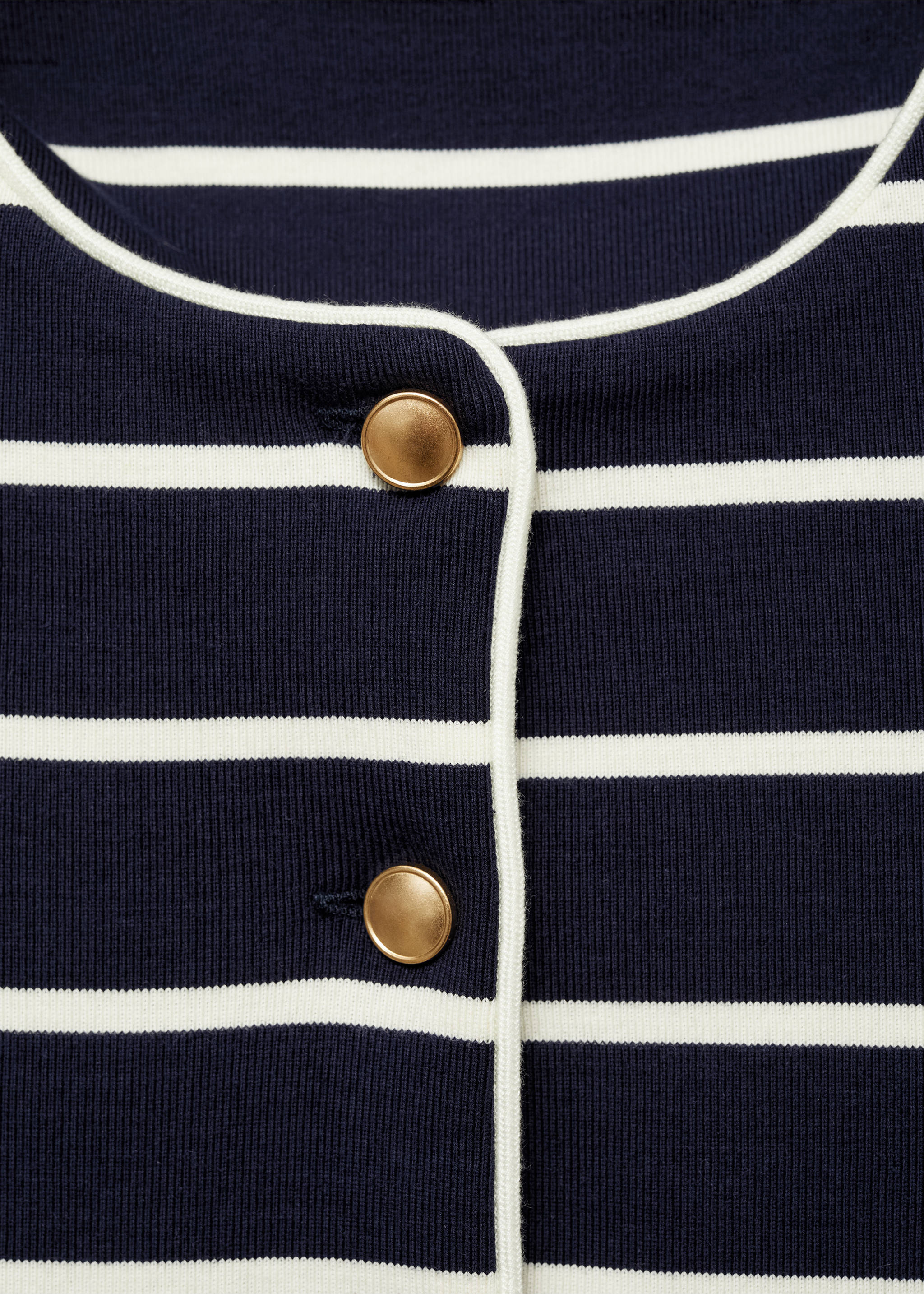 Stripped knit cardigan - Details of the article 8, Dark Navy. Ref: 87064079-00.