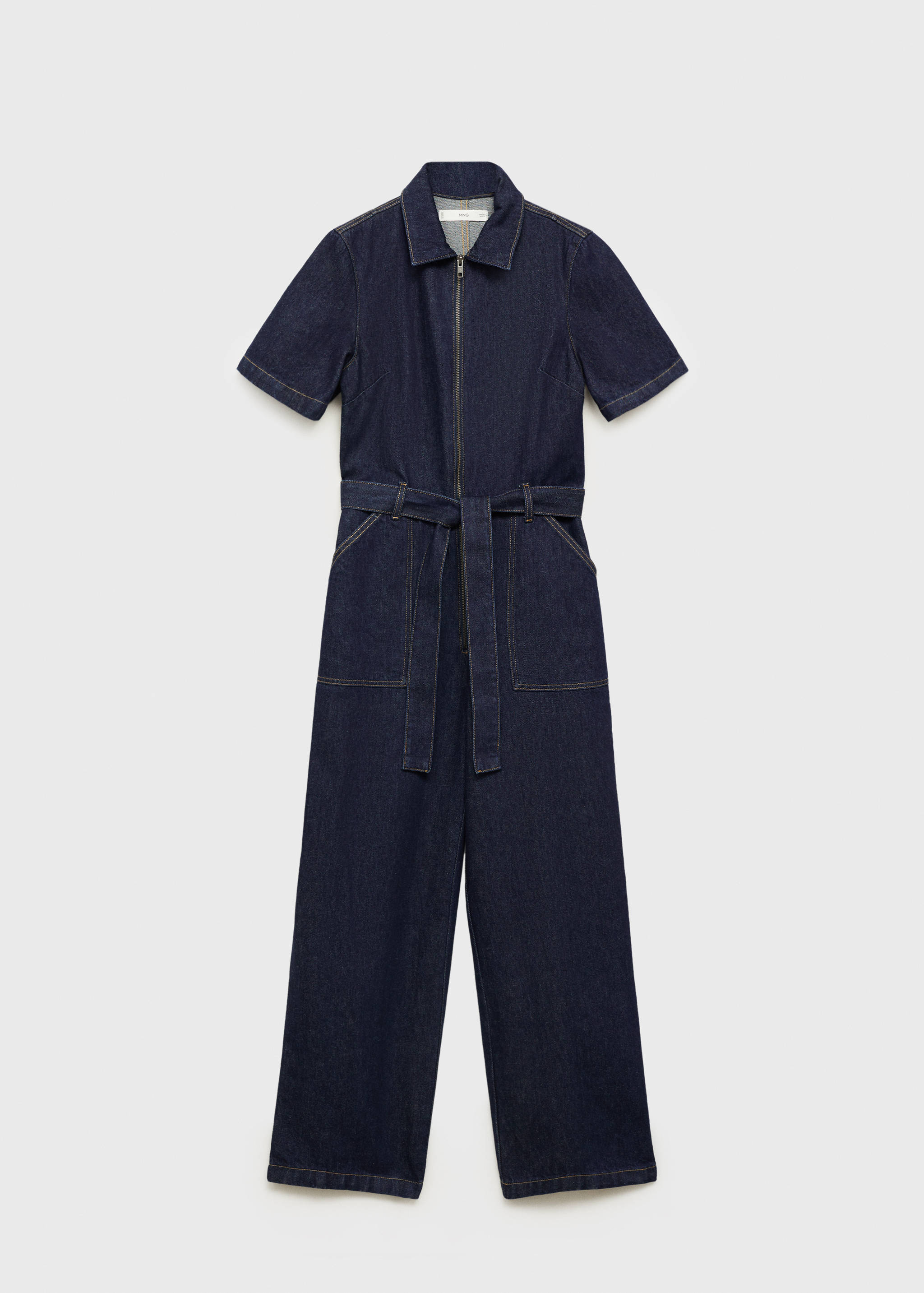 Short-sleeved denim jumpsuit - Article without model