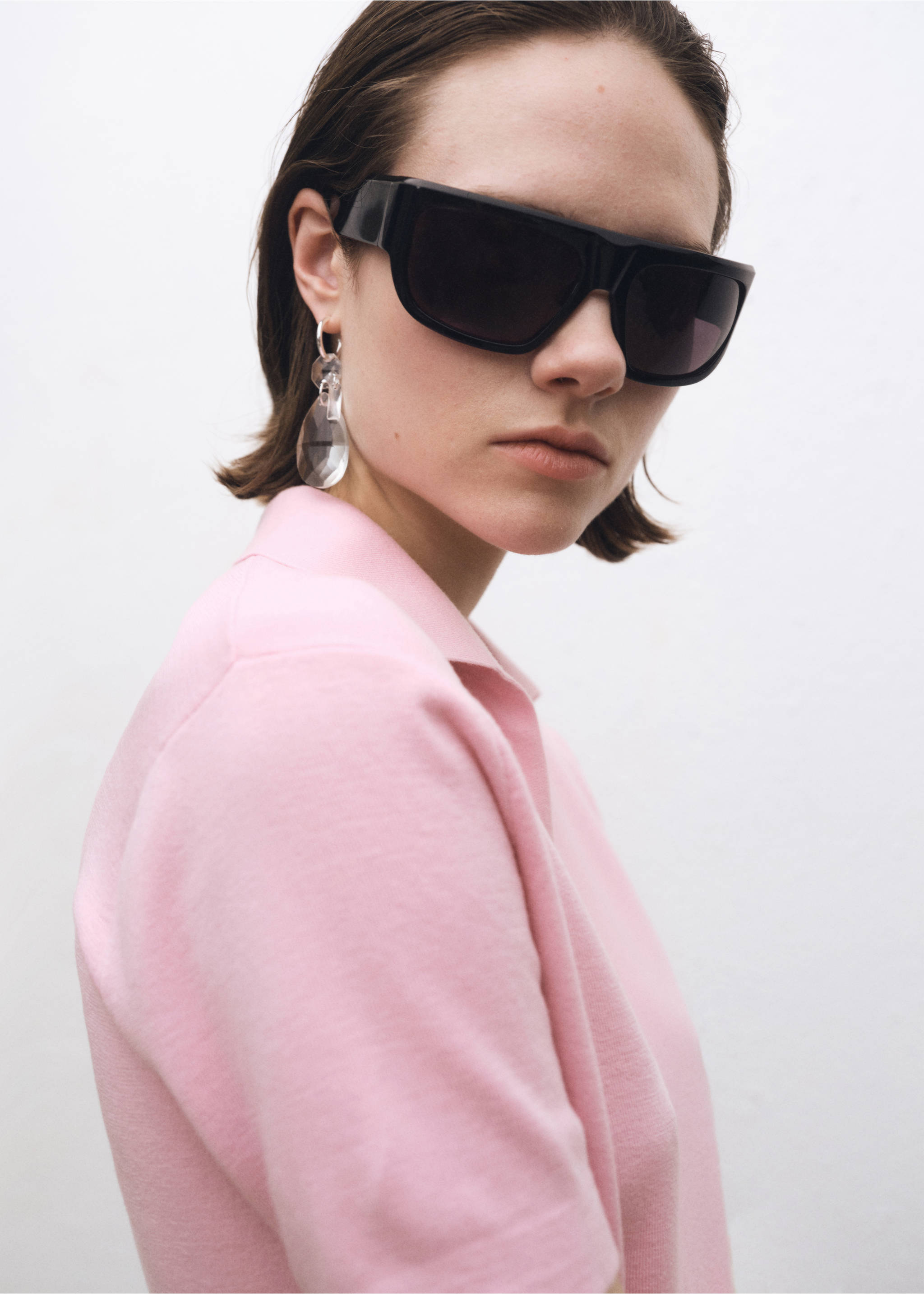 Wool-blend polo-neck sweater - Details of the article 1, Pink. Ref: 87064088-00.