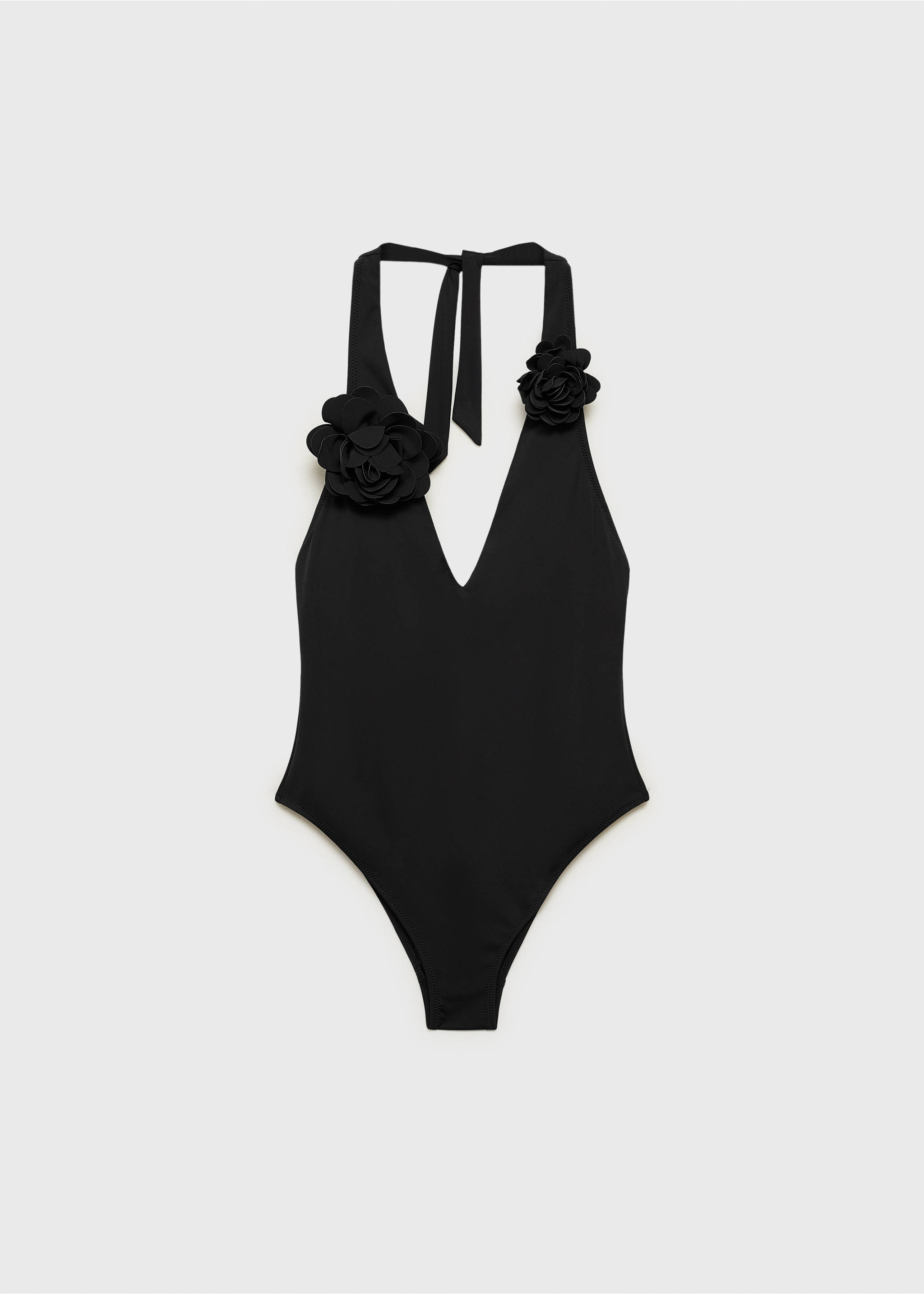 Swimsuit with flower detail - Article without model, Black. Ref: 87064388-00.