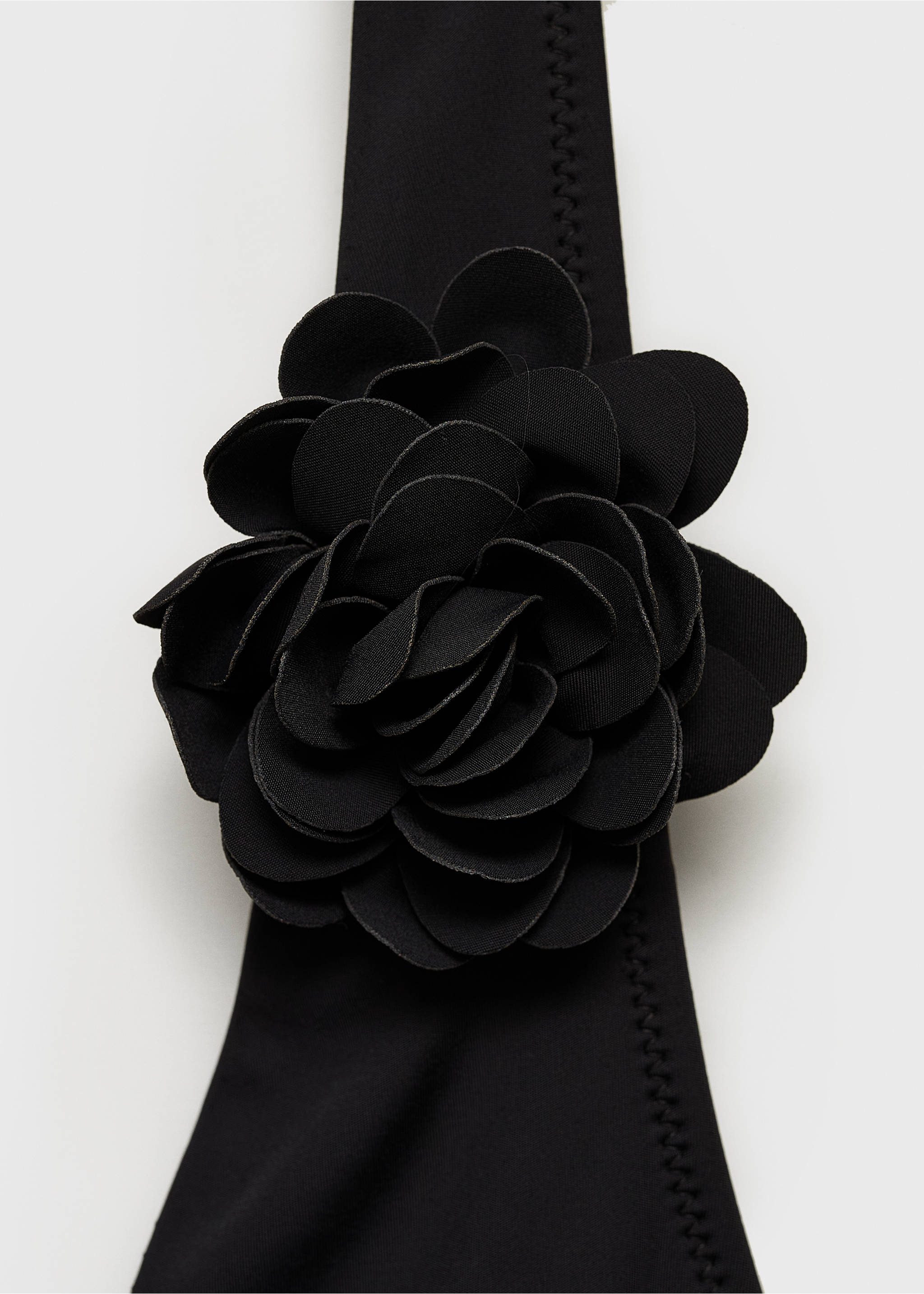 Swimsuit with flower detail - Details of the article 8, Black. Ref: 87064388-00.