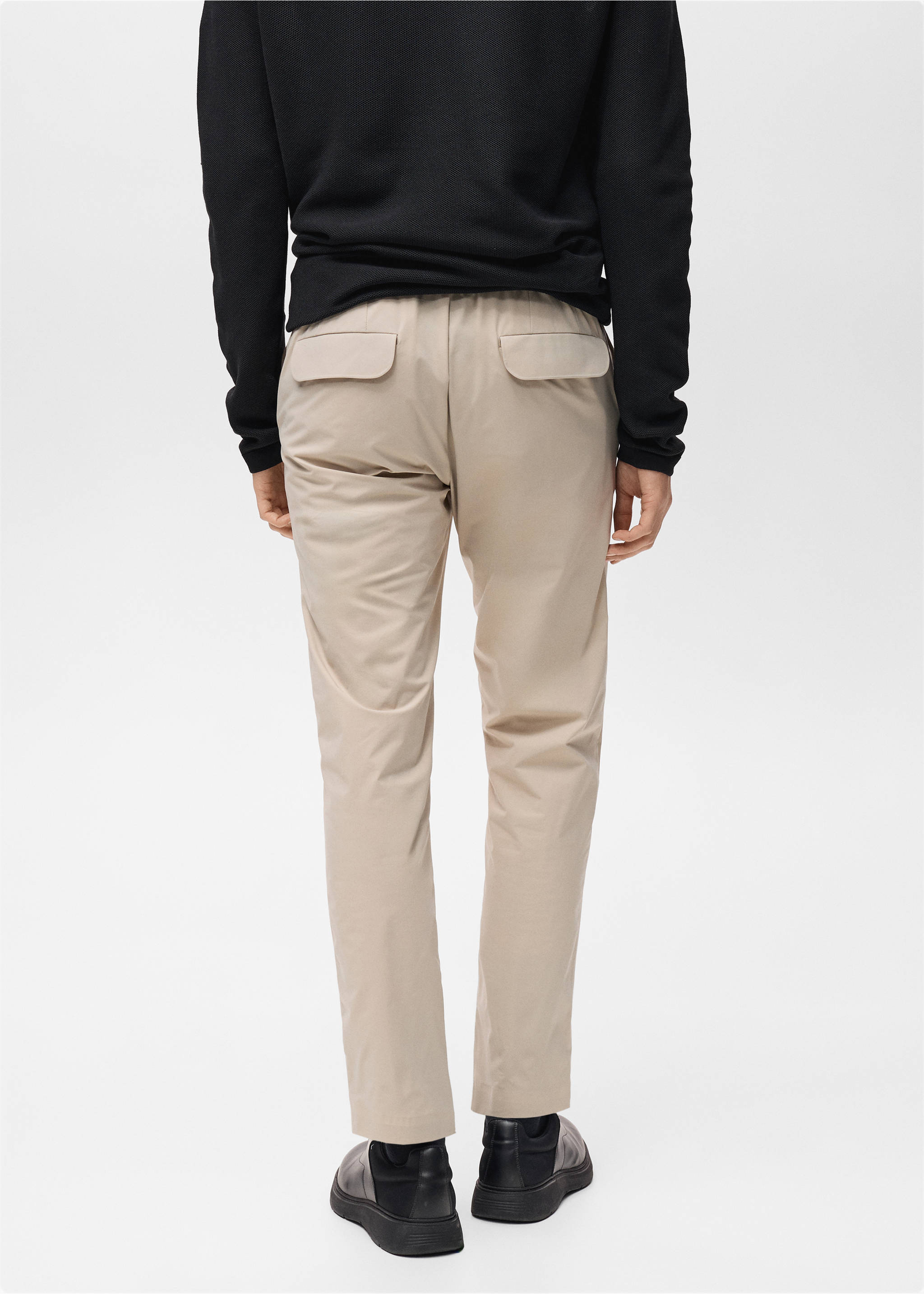 Pantalón slim fit comfort stretch cordón - Reverso del artículo, Arena. Ref: 87064389-00.