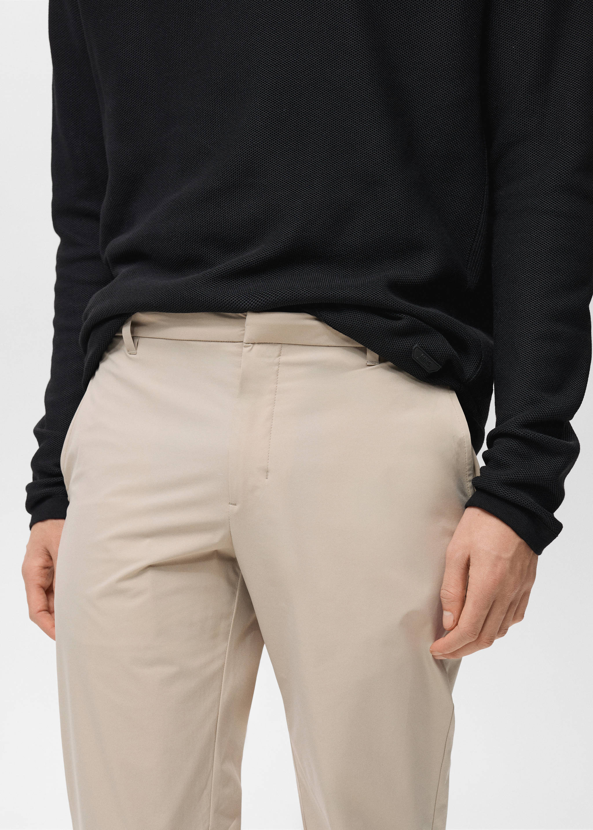 Stretch fabric slim-fit pants with drawstring - Details of the article 1