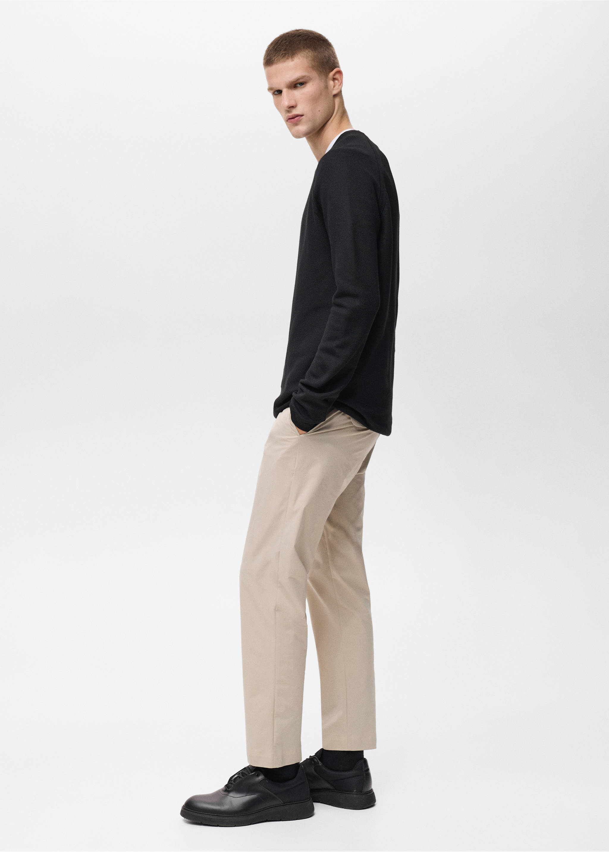 Pantalón slim fit comfort stretch cordón - Detalle del artículo 2, Arena. Ref: 87064389-00.