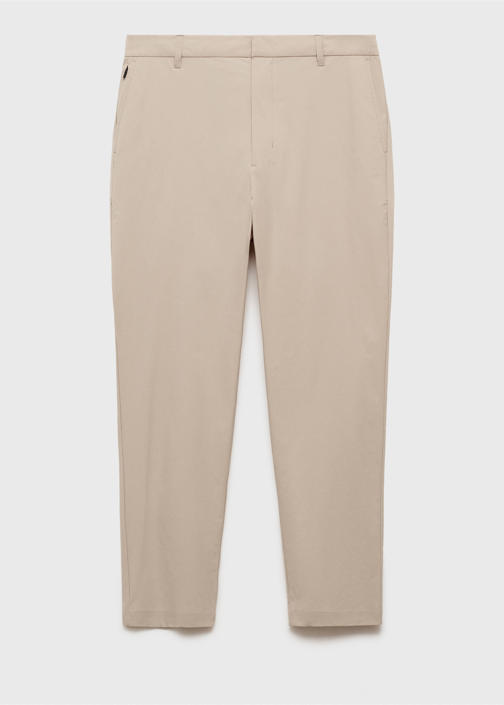 Stretch fabric slim-fit trousers with drawstring - Article without model, Sand. Ref: 87064389-00.