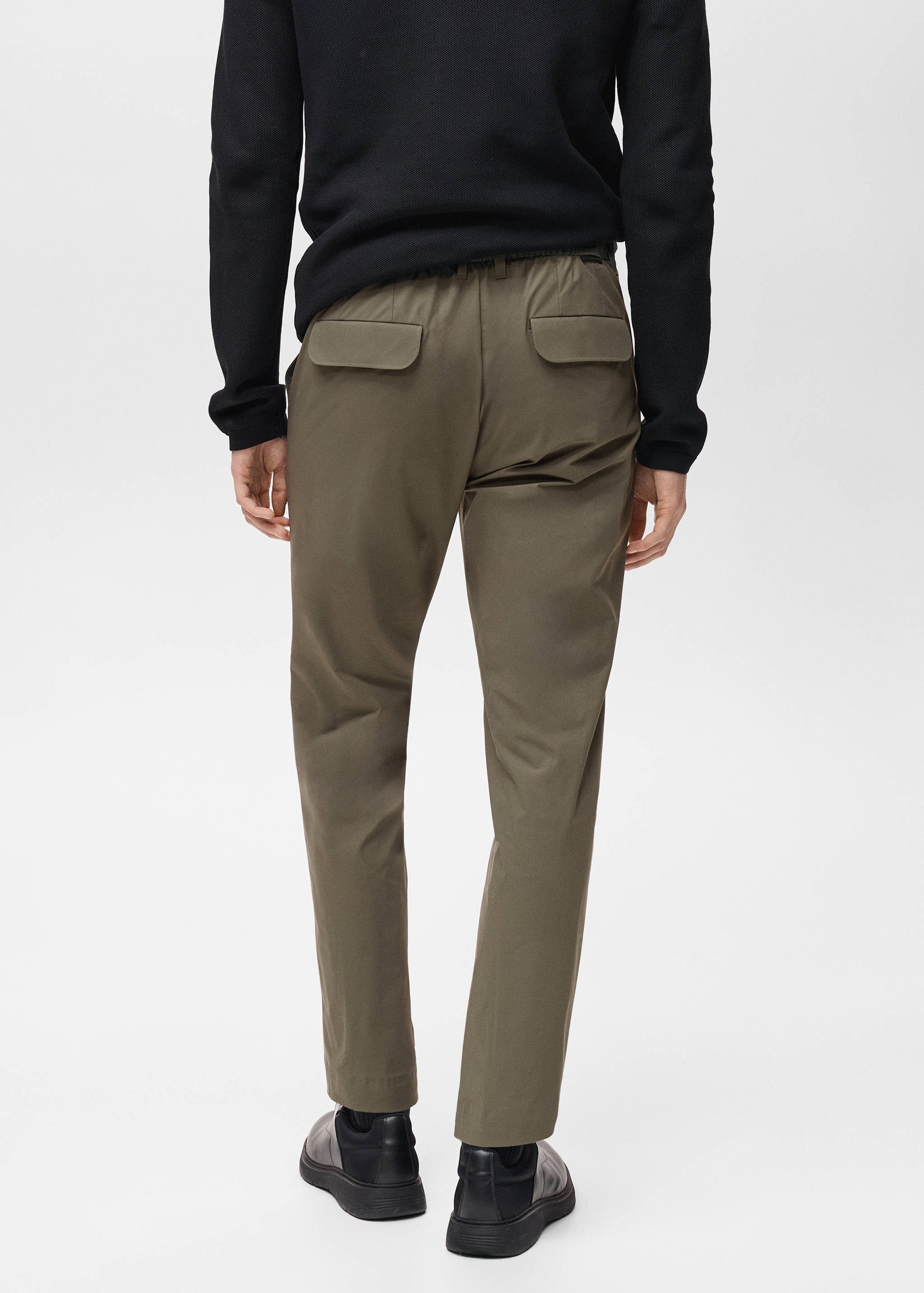 Stretch fabric slim-fit pants with drawstring - Reverse of the article