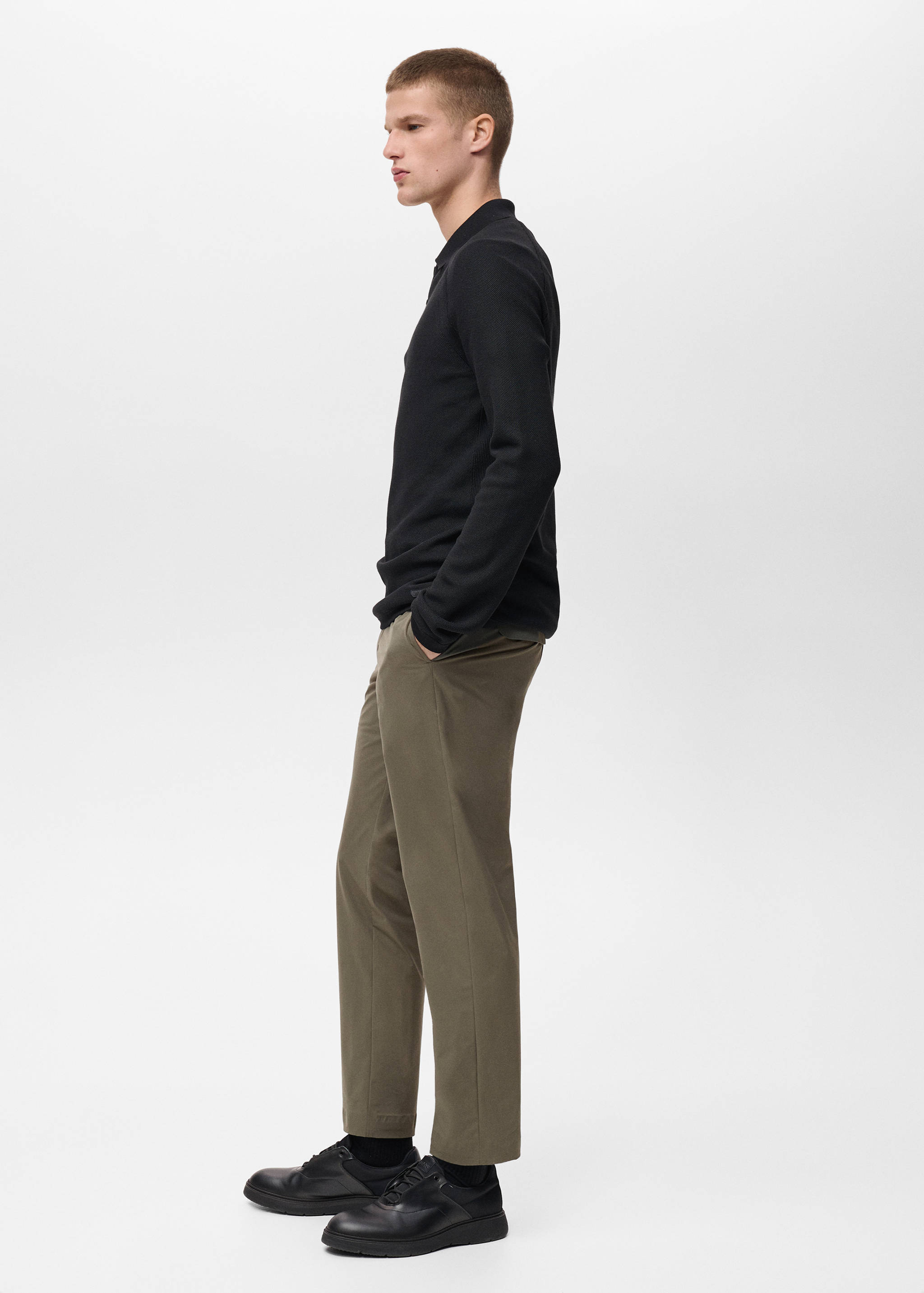 Stretch fabric slim-fit pants with drawstring - Details of the article 2