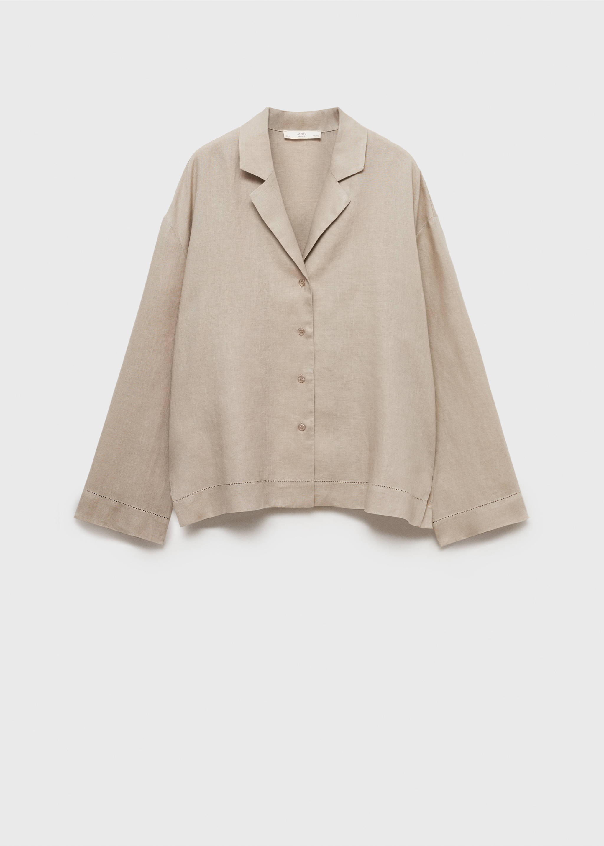 Linen-blend shirt - Article without model, Sand. Ref: 87064403-00.