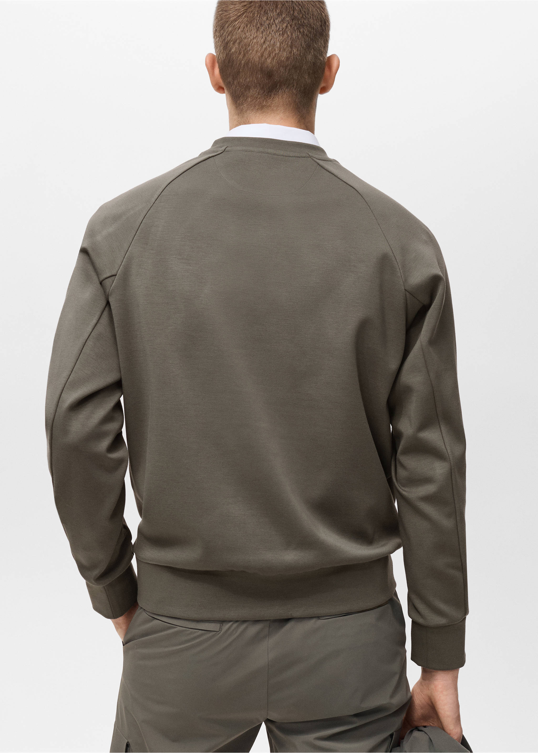 COOLMAX® crew-neck sweatshirt - Reverse of the article, Medium Green. Ref: 87064406-00.