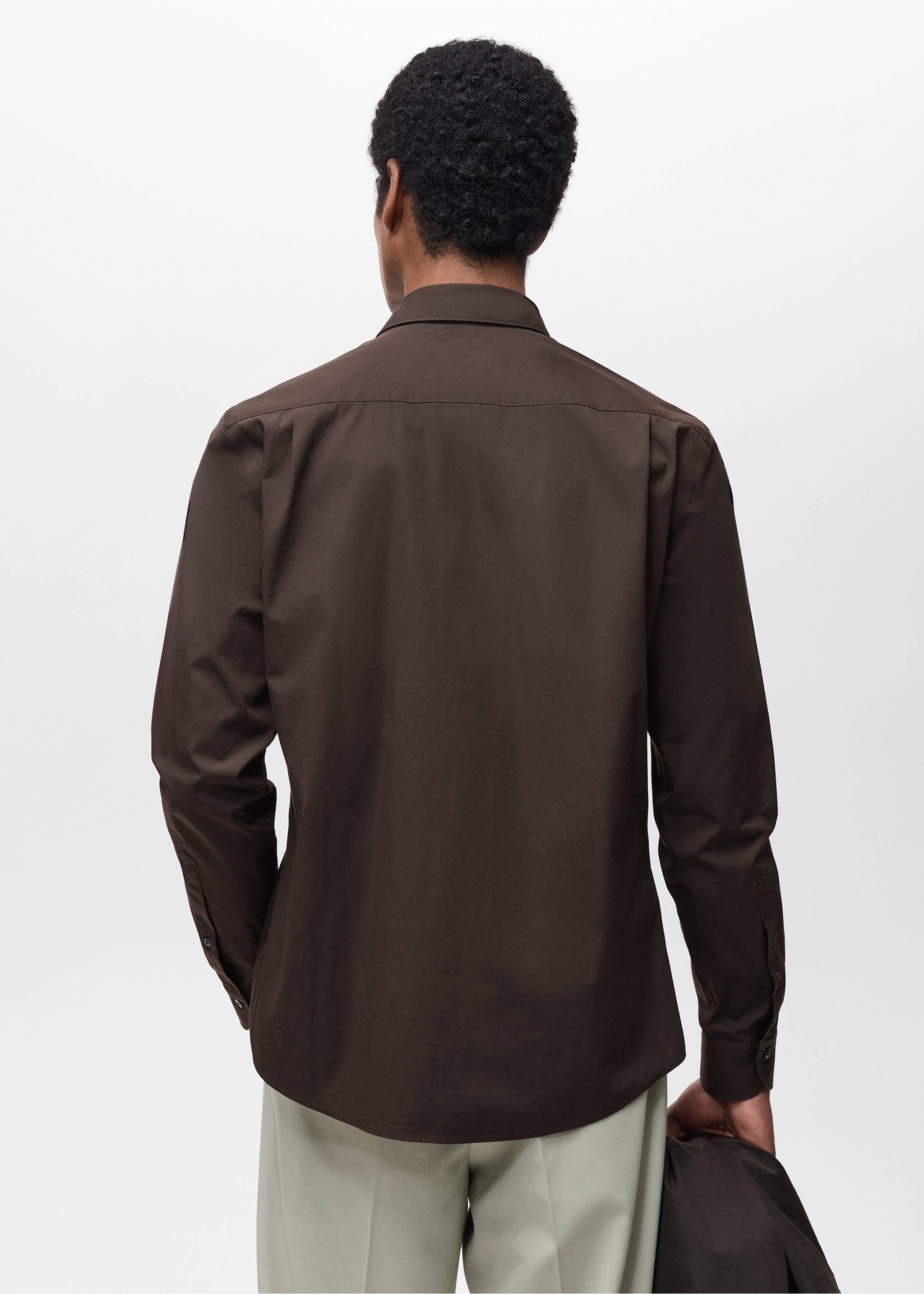 Regular-Fit-Jacke aus 100 % Baumwolle - Rückseite des Artikels, Schokolade. Ref: 87064407-00.