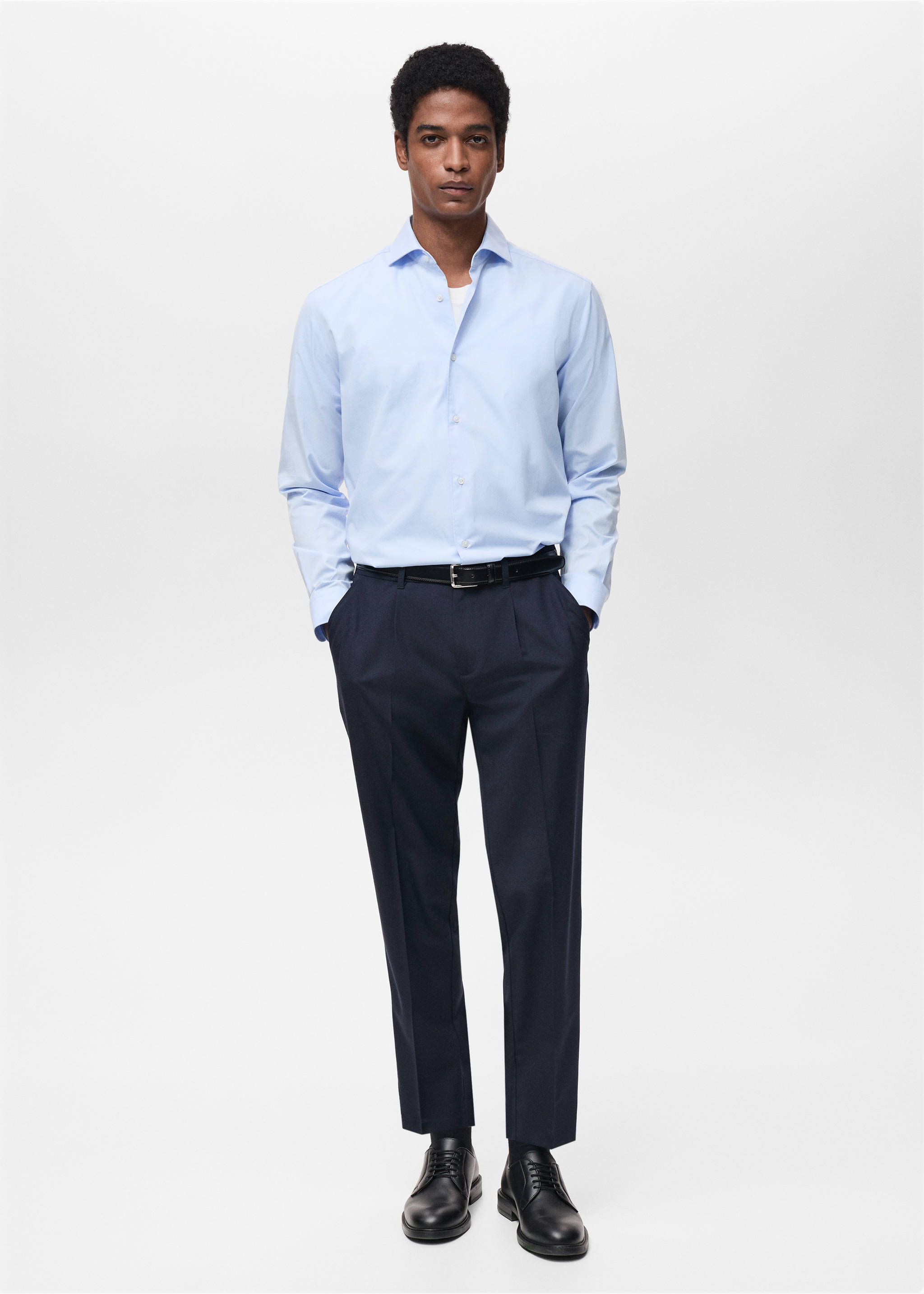 100% cotton regular-fit shirt - General plane, Sky Blue. Ref: 87064407-00.