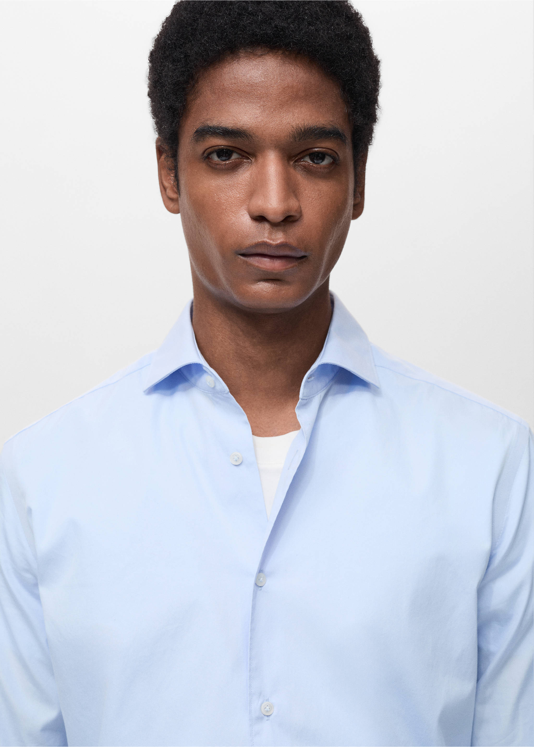 100% cotton regular-fit shirt - Details of the article 1, Sky Blue. Ref: 87064407-00.