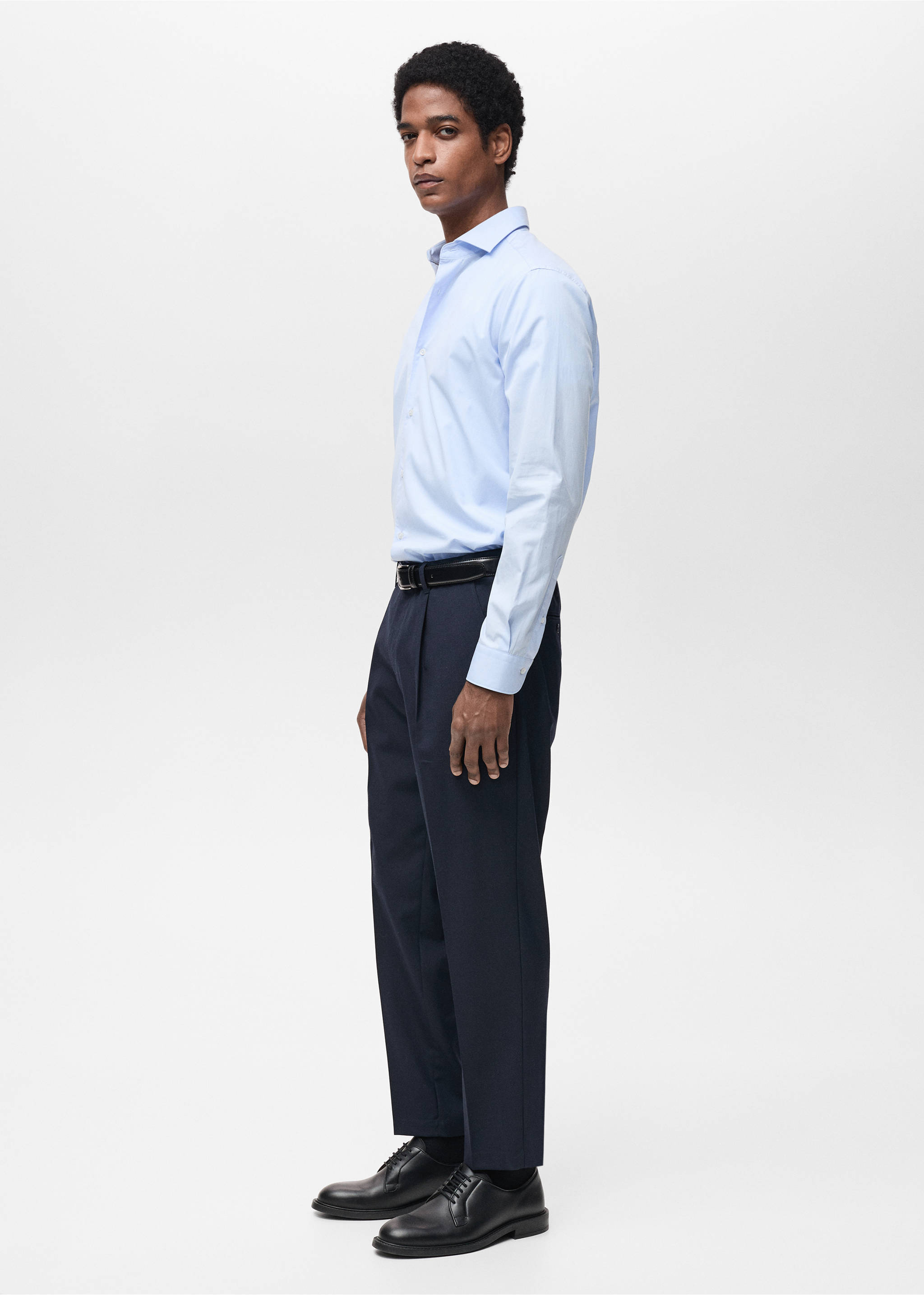100% cotton regular-fit shirt - Details of the article 2, Sky Blue. Ref: 87064407-00.