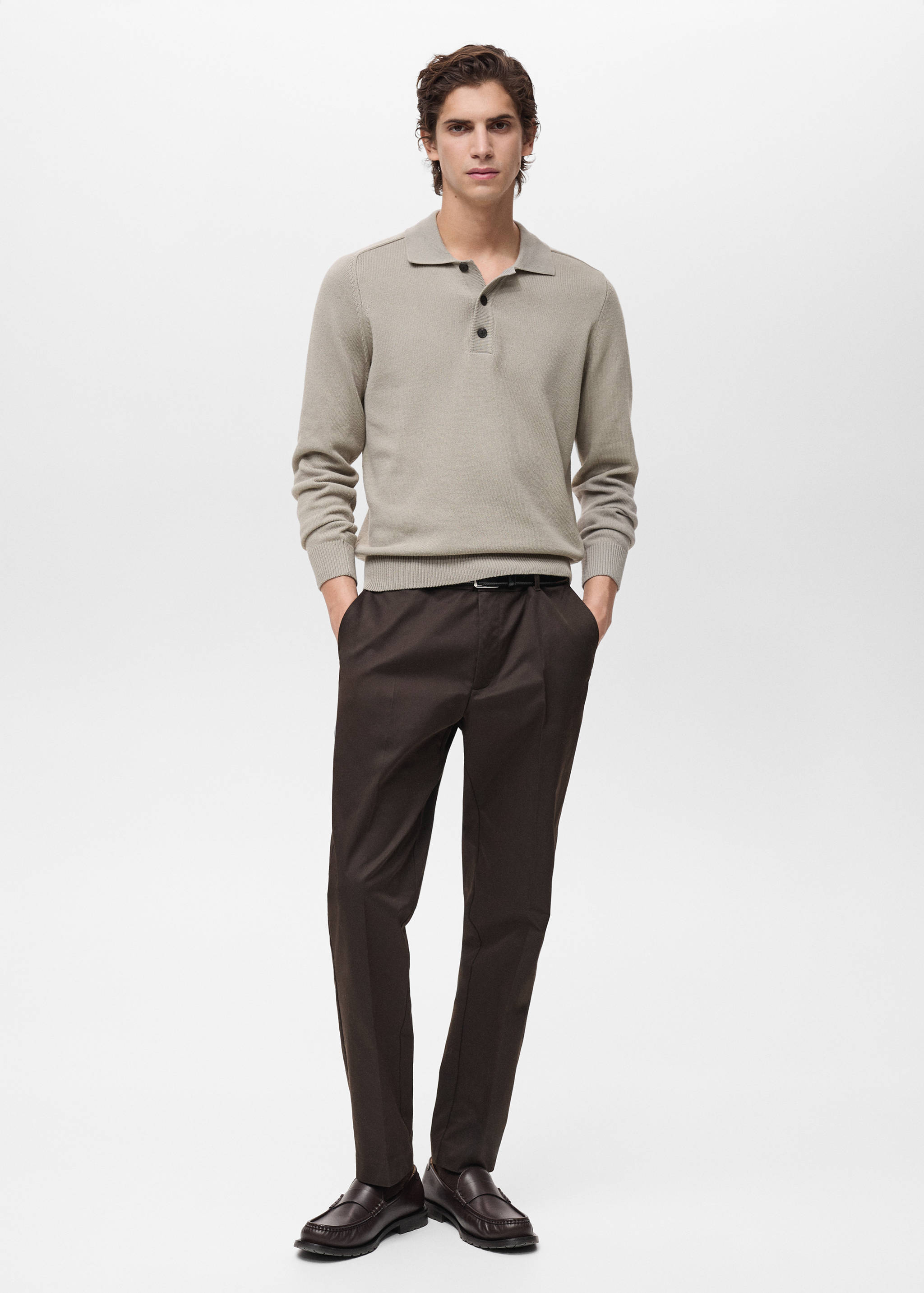 Cotton knitted polo shirt - General plane