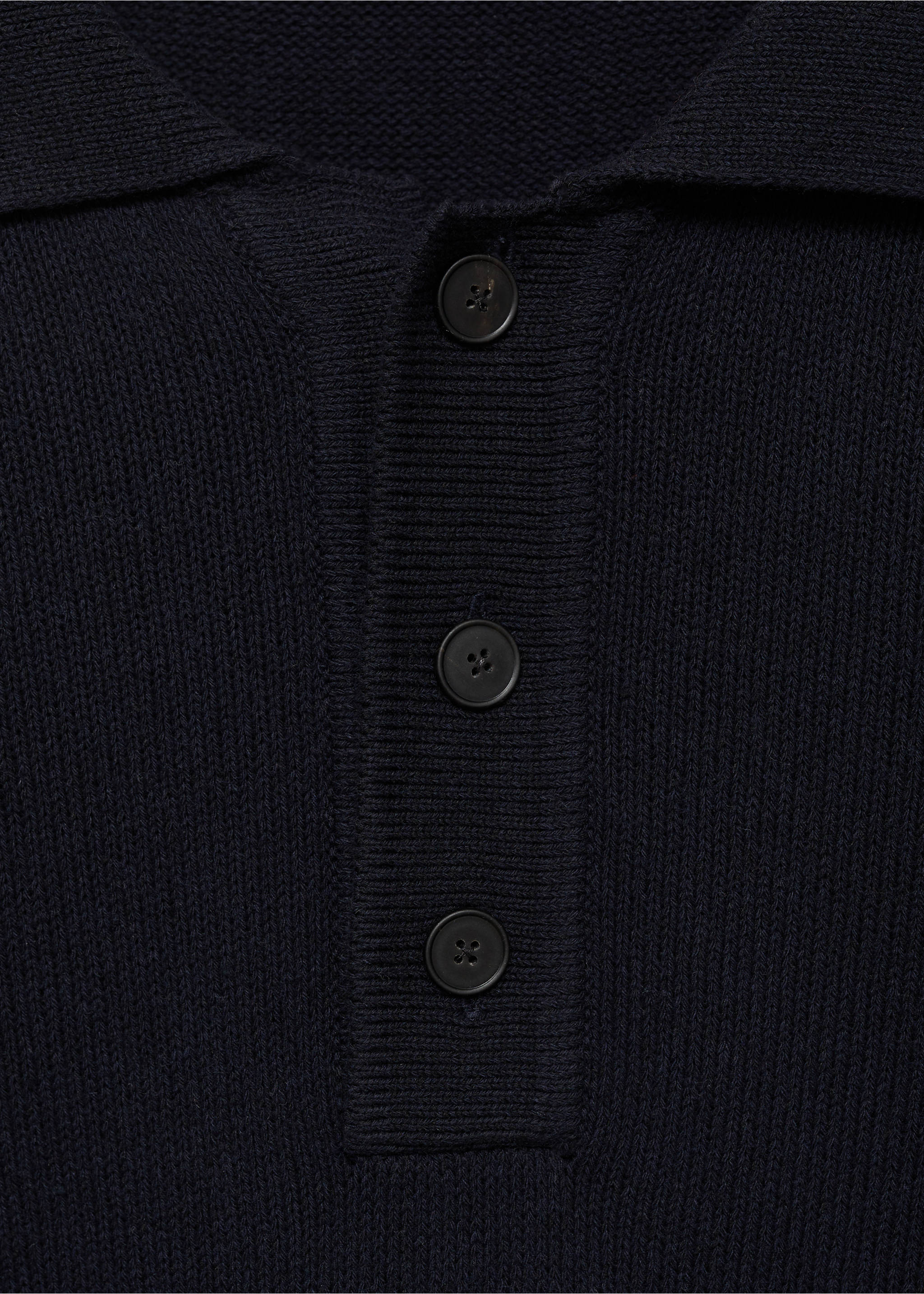 Cotton knitted polo shirt - Details of the article 8, Night Blue. Ref: 87064410-00.