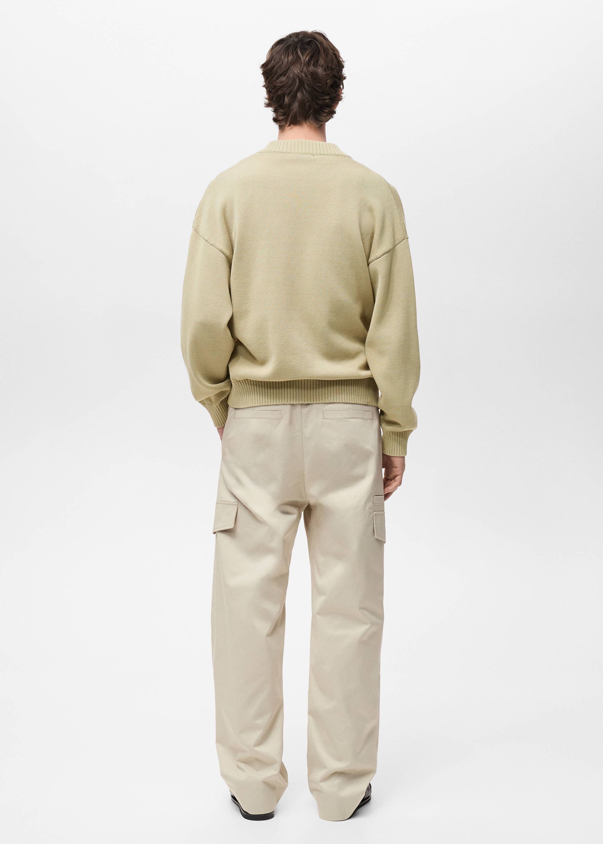 Cardigan de malha de algodão com botões - Verso do artigo