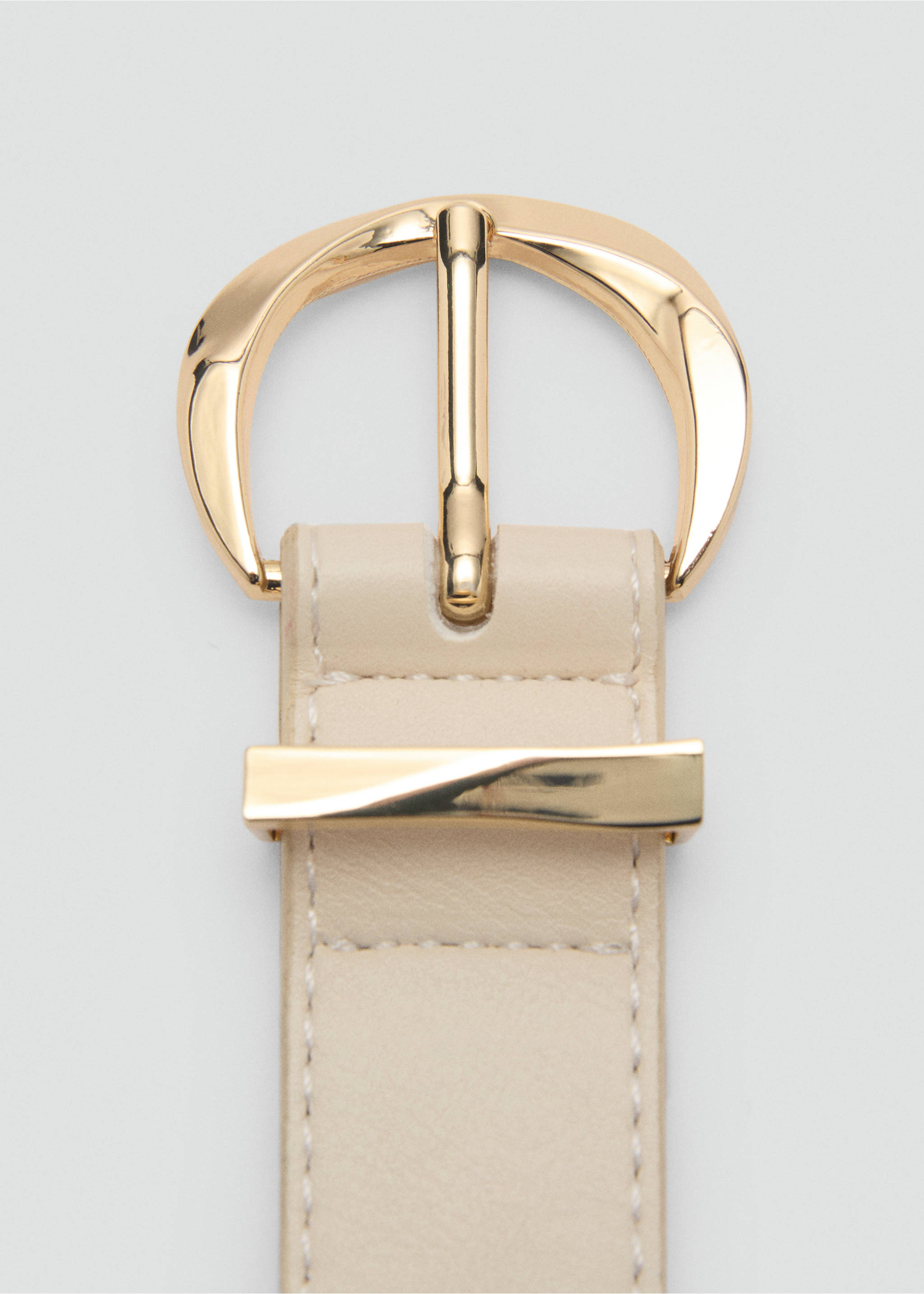 Oval buckle belt - Details of the article 1, Ecru. Ref: 87064414-00.