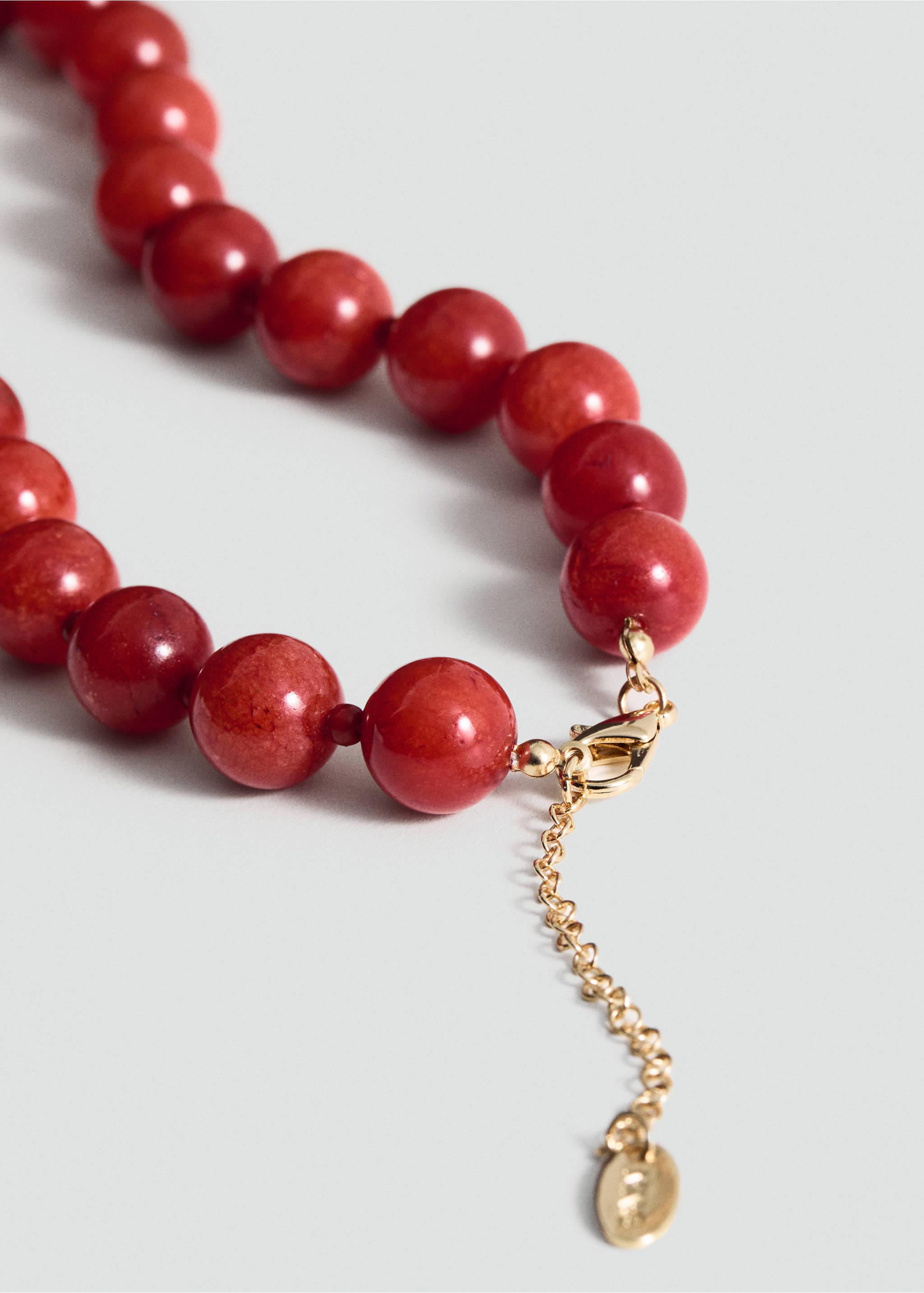 Bead-stone necklace - Medium plane, Red. Ref: 87064417-00.