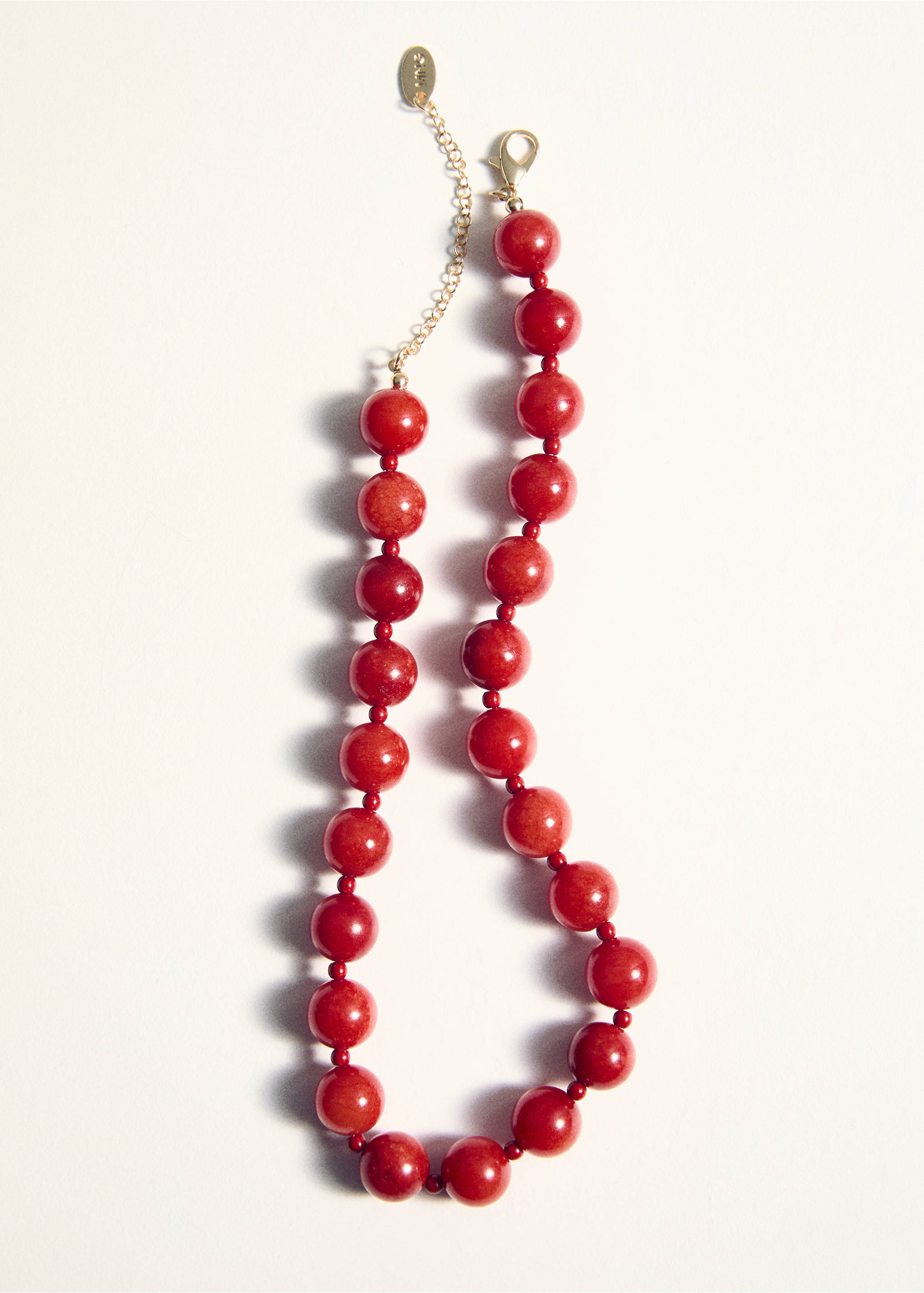 Bead-stone necklace - Details of the article 5, Red. Ref: 87064417-00.