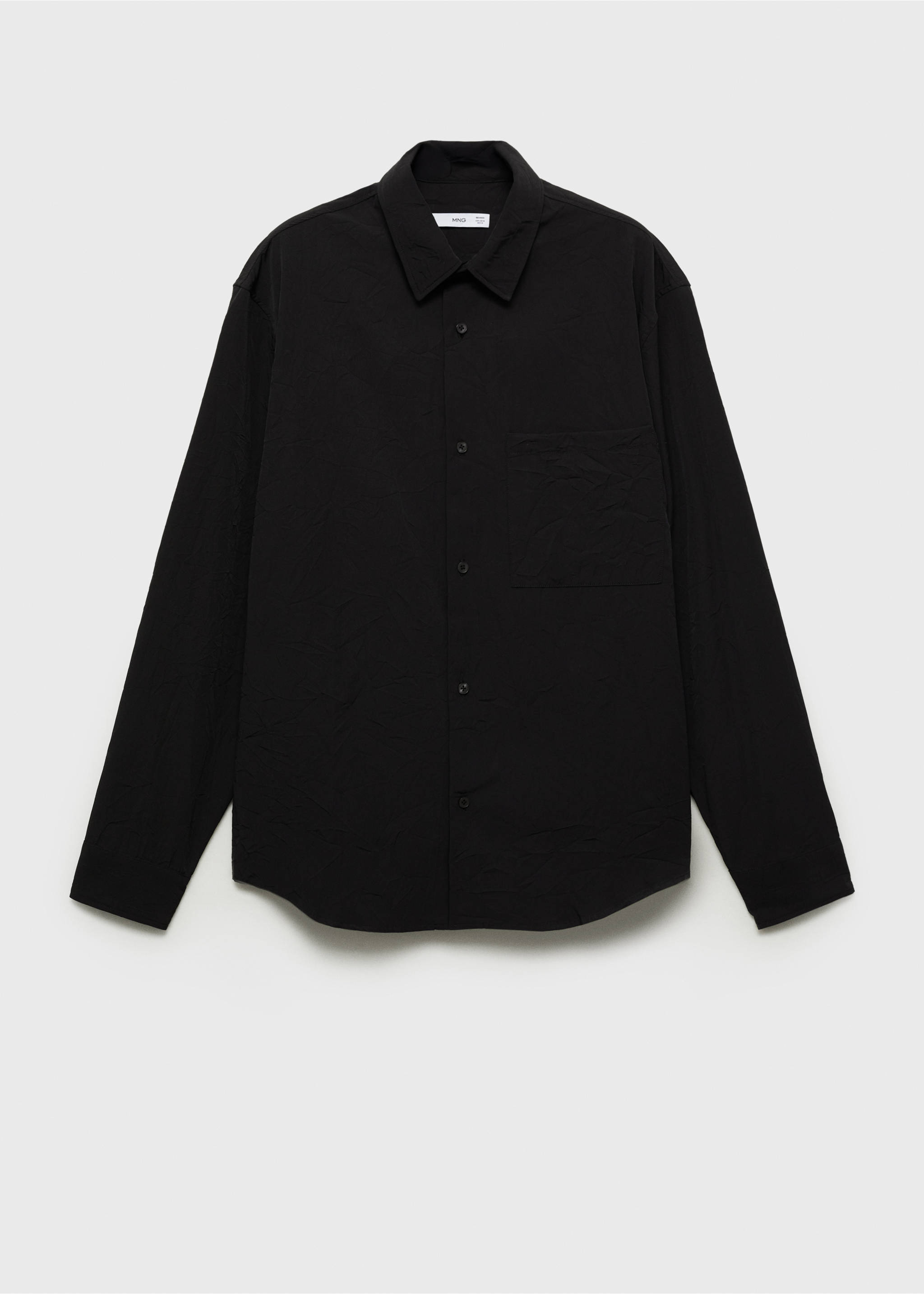 Creased-effect shirt - Article without model, Black. Ref: 87064423-00.
