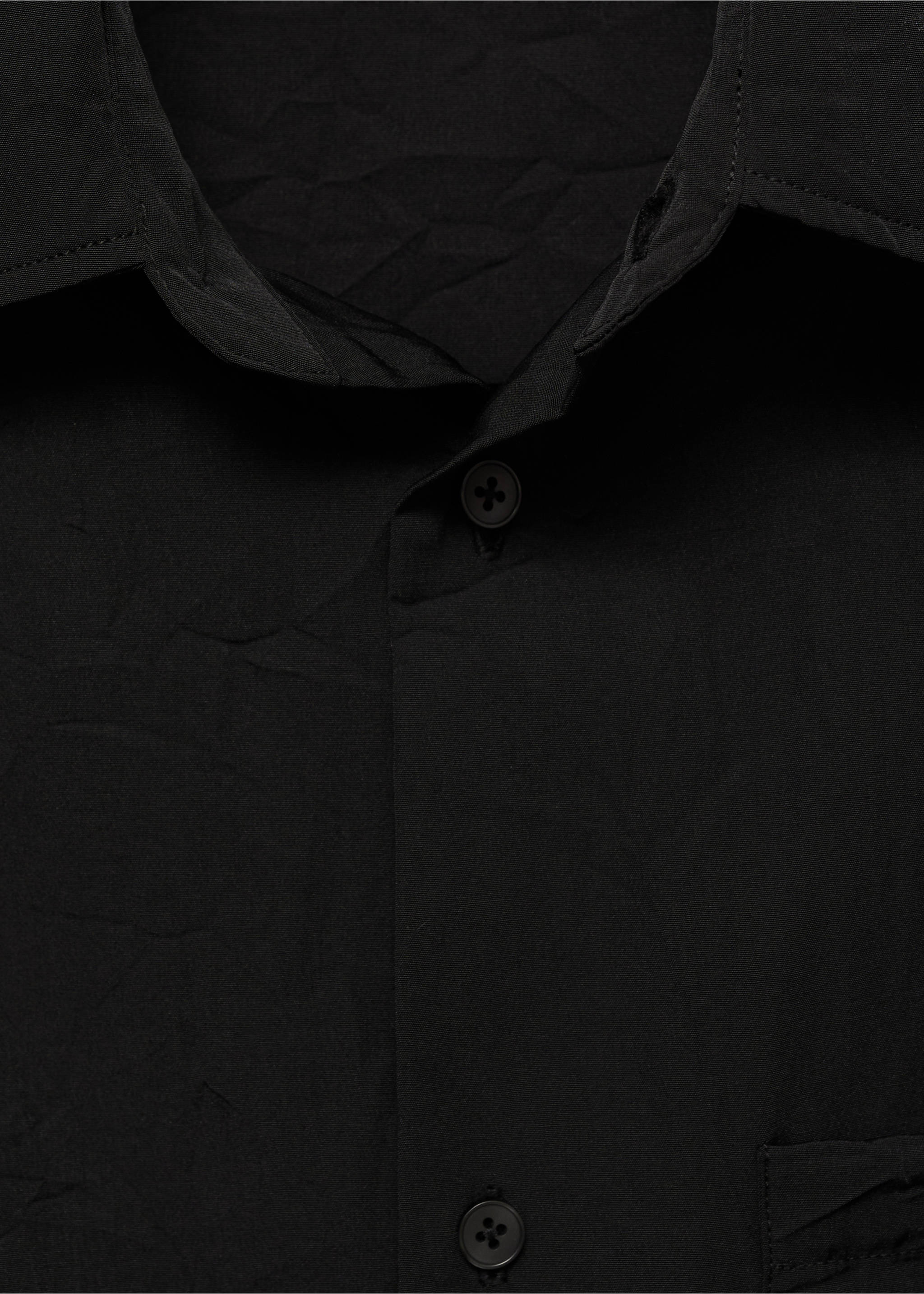 Creased-effect shirt - Details of the article 8, Black. Ref: 87064423-00.
