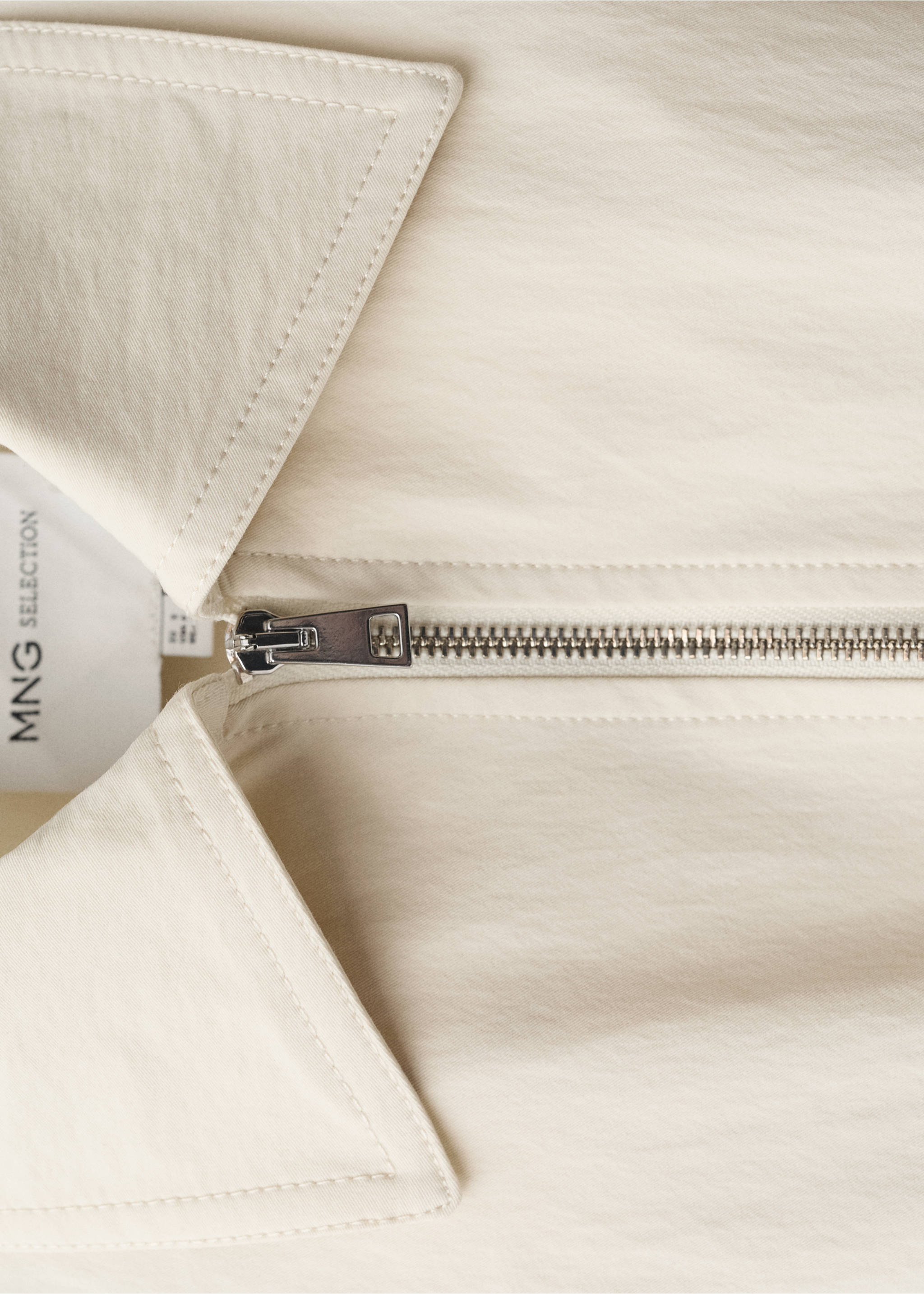 Bomber jacket with adjustable hem - Details of the article 8, Ecru. Ref: 87064424-00.