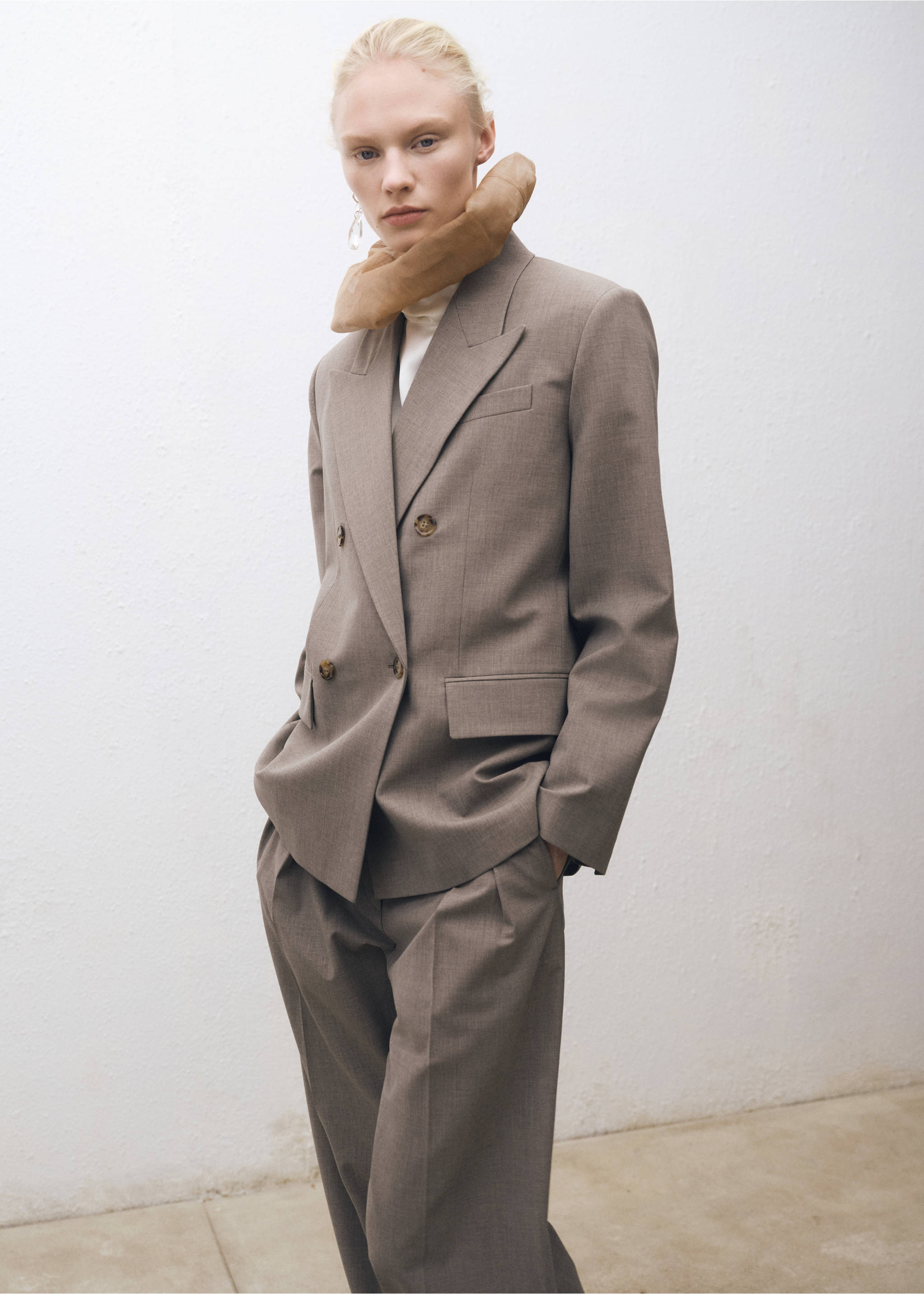 Wool-blend suit blazer - Medium plane, Medium Brown. Ref: 87064427-00.