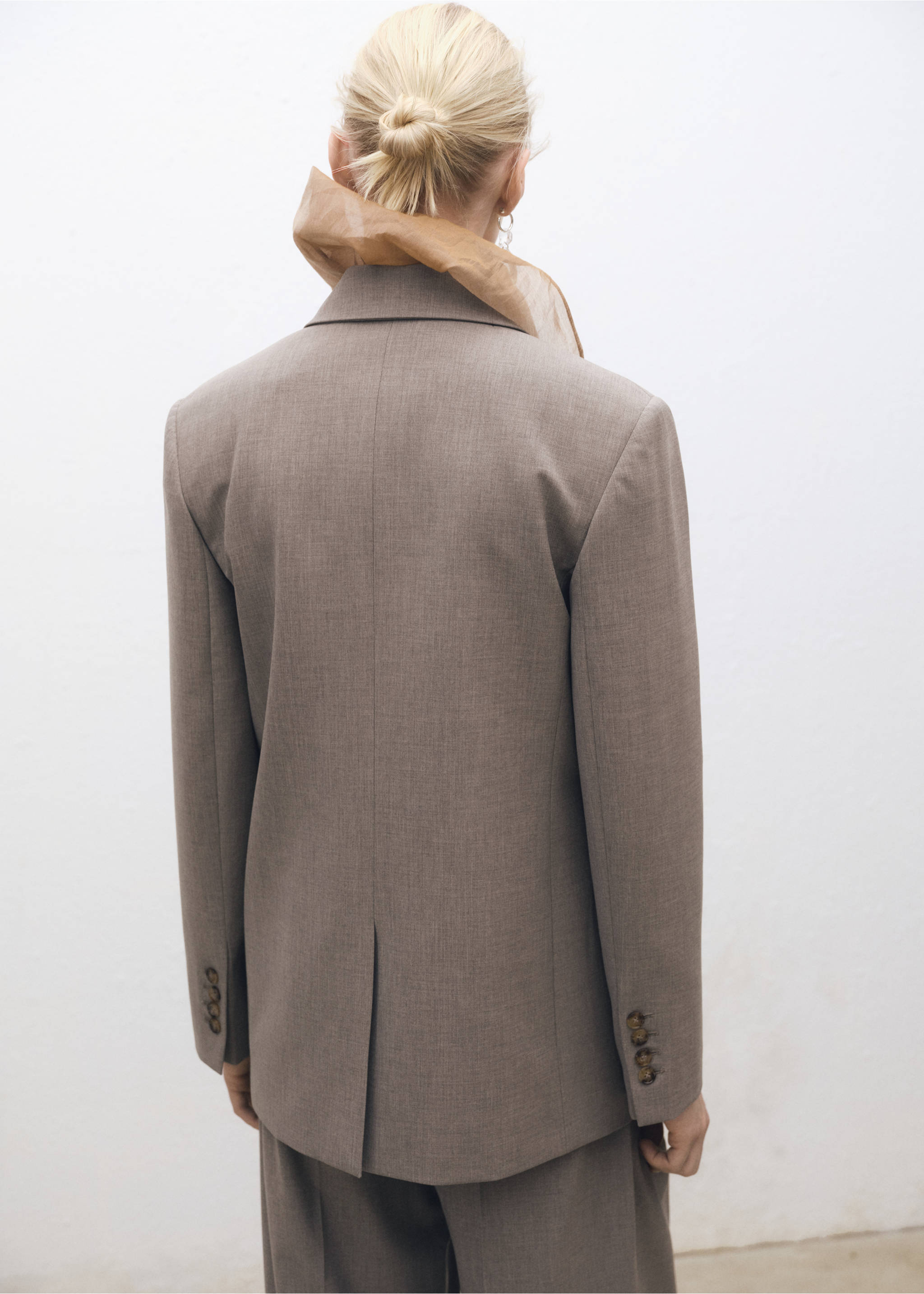Wool-blend suit blazer - Reverse of the article, Medium Brown. Ref: 87064427-00.