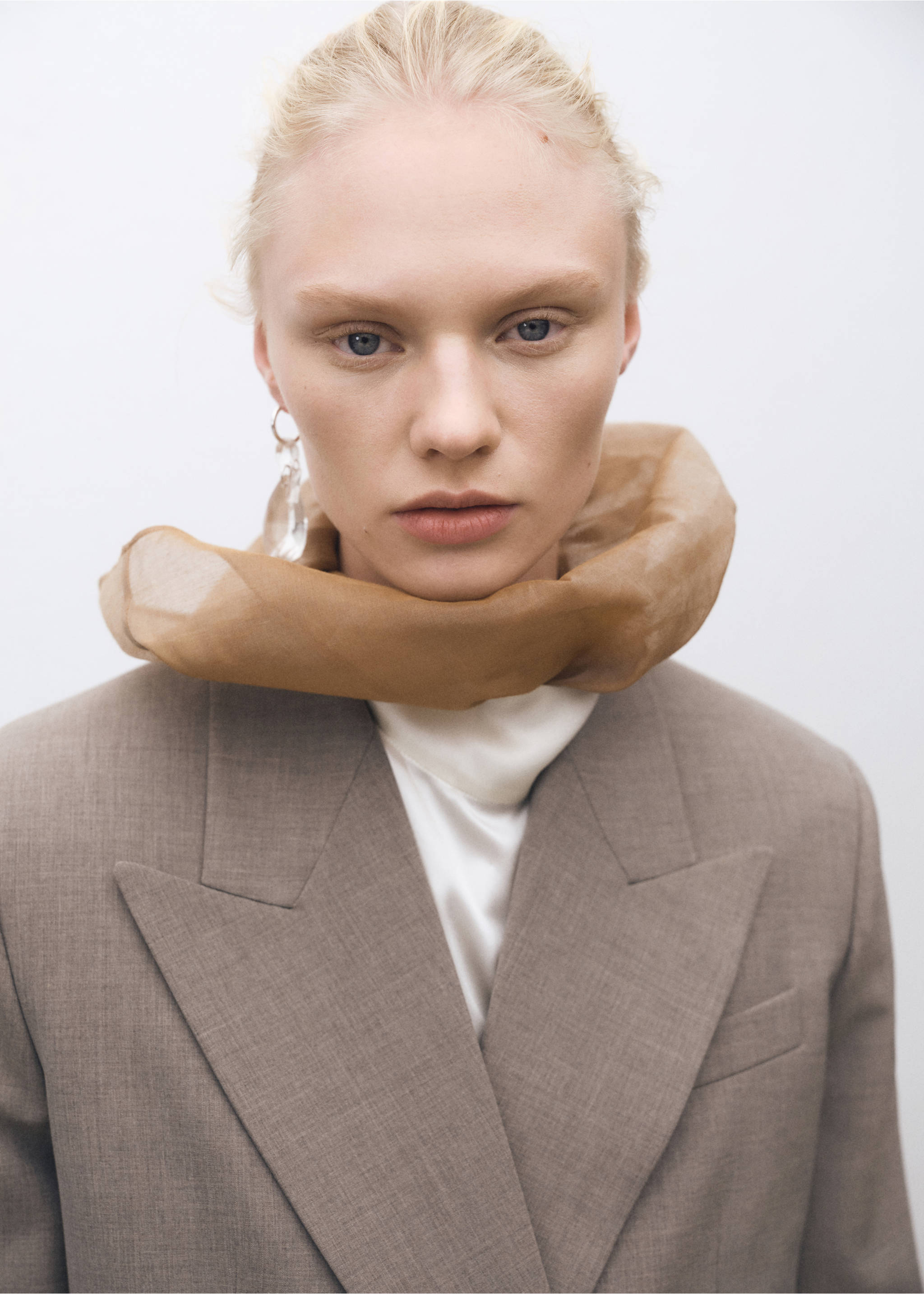 Wool-blend suit blazer - Details of the article 1, Medium Brown. Ref: 87064427-00.