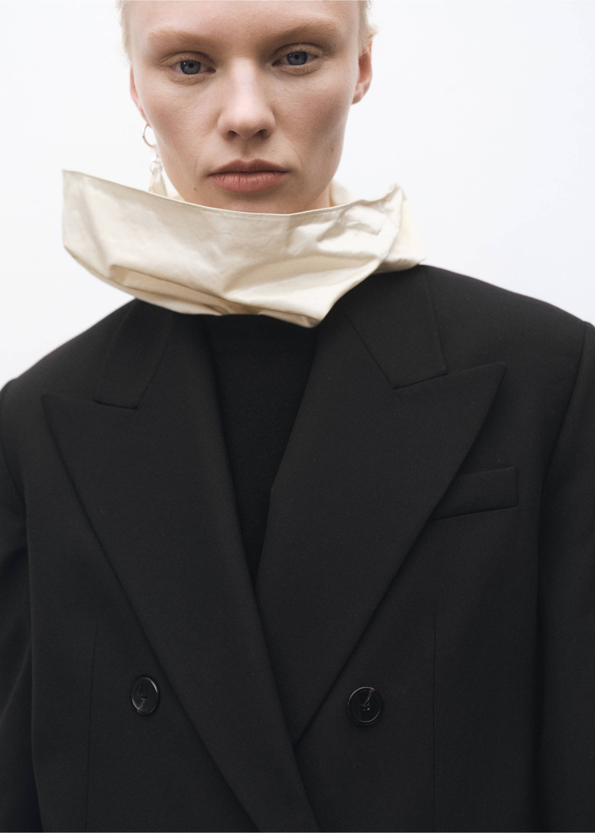 Wool-blend suit blazer - Details of the article 1, Black. Ref: 87064427-00.