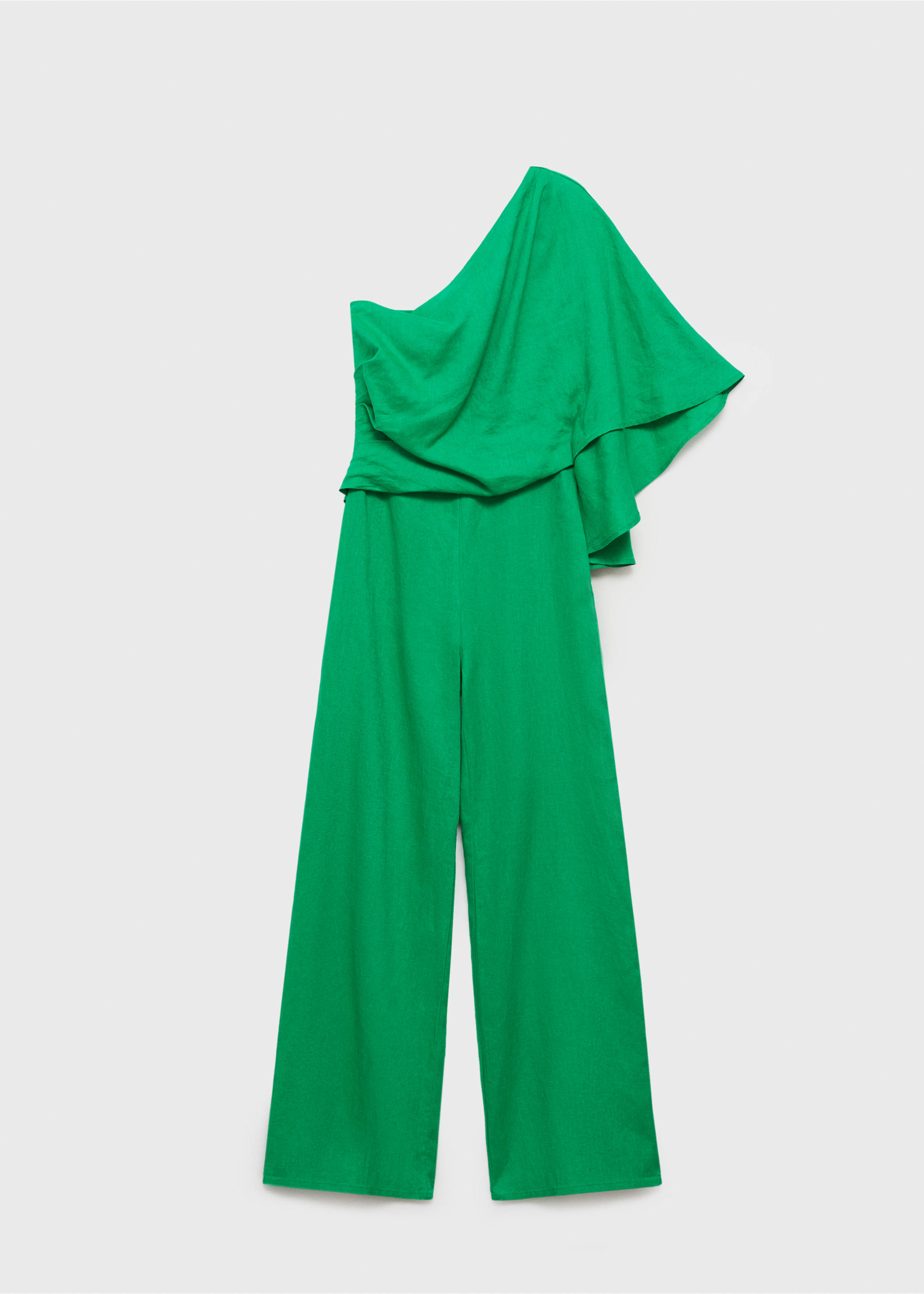 Asymmetrisk jumpsuit i linne - Artikel utan modell, Grön. Ref: 87064779-00.