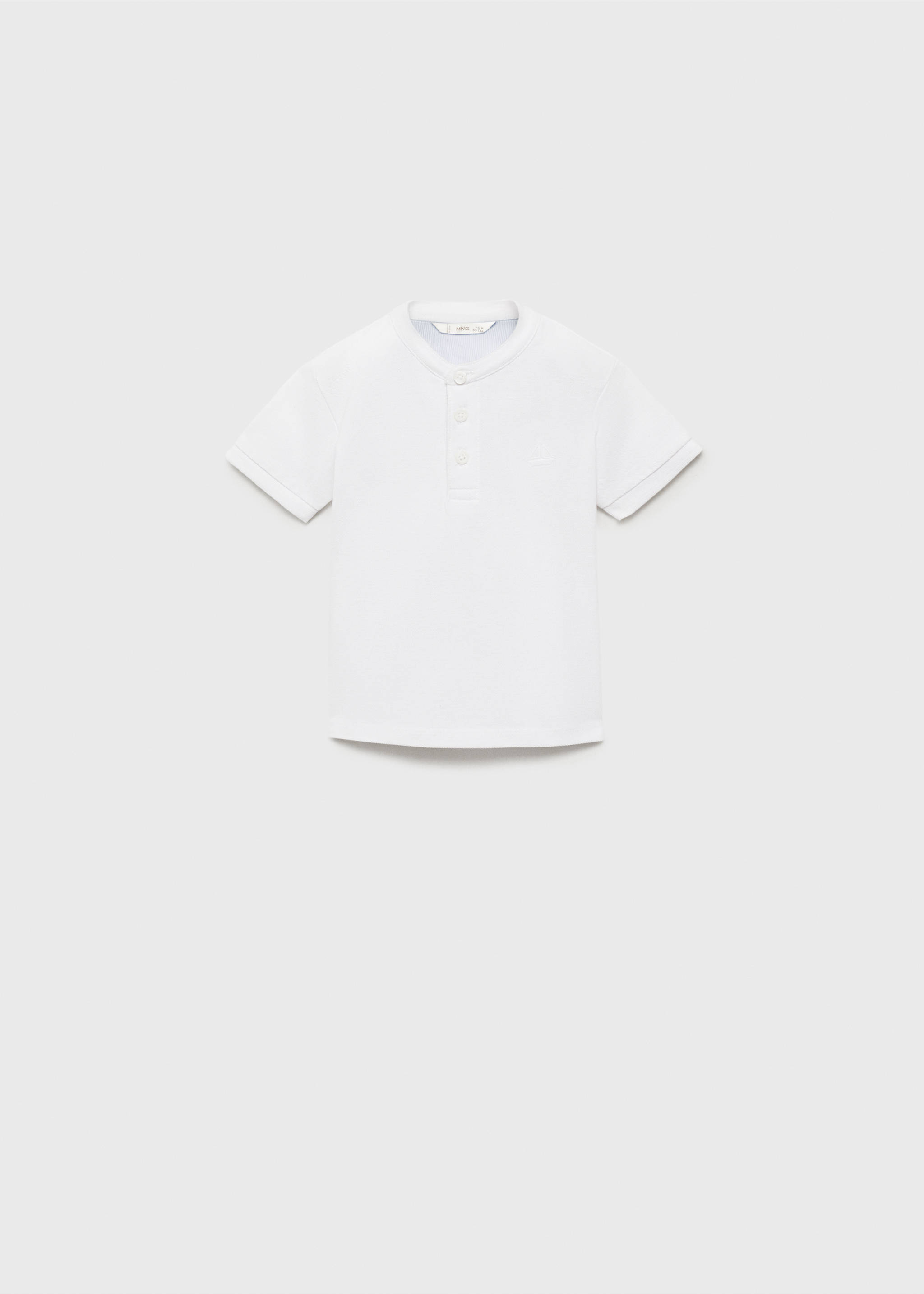 Polo coton col mao - Article sans modèle, Blanc cassé. Ref: 87064780-00.