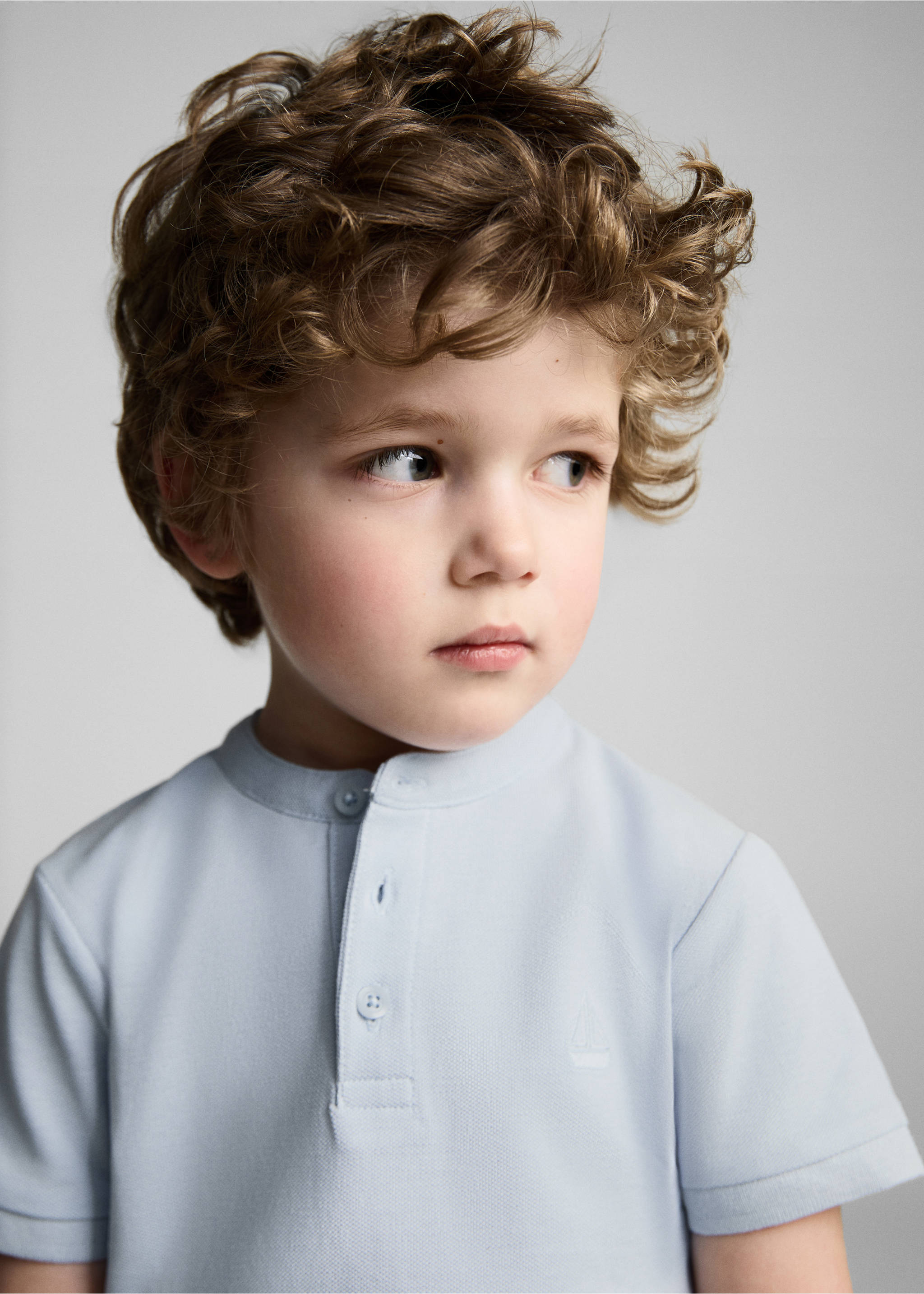 Polo coton col mao - Détail de l'article 1, Bleu ciel. Ref: 87064780-00.