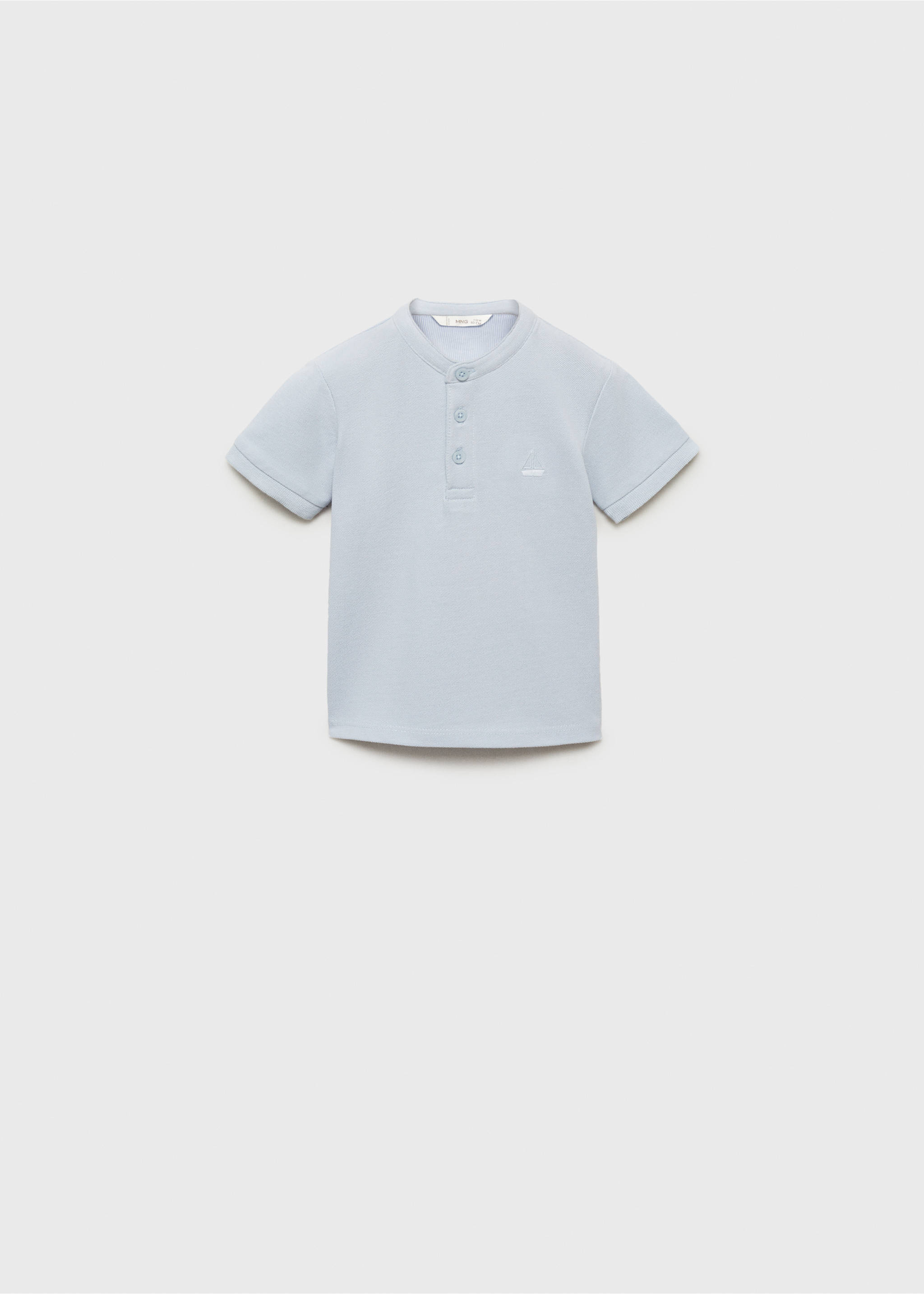 Polo coton col mao - Article sans modèle, Bleu ciel. Ref: 87064780-00.