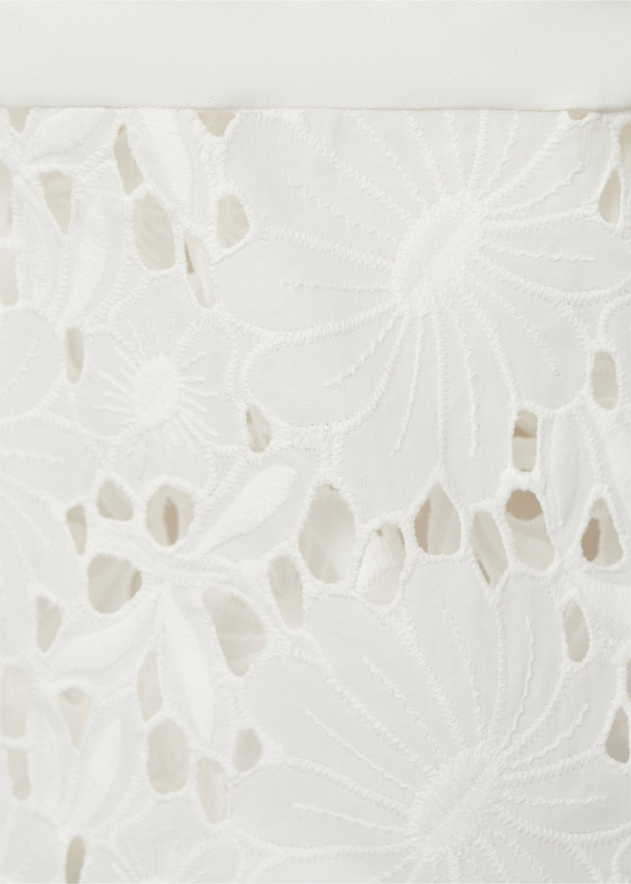 Linen-blend caftan with openwork details - Details of the article 0, White. Ref: 87064781-00.