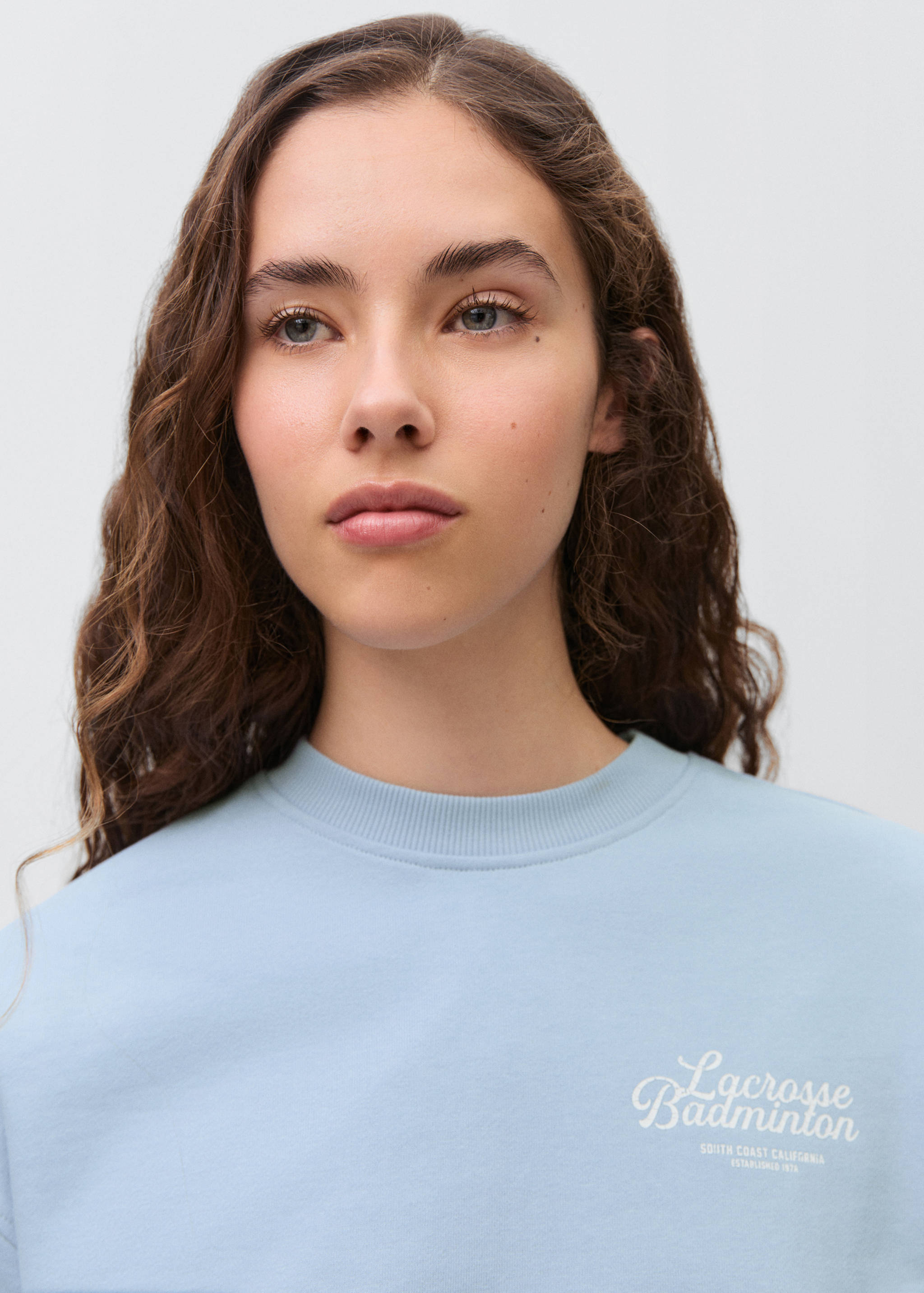 Cotton sweatshirt with printed message - Details of the article 1