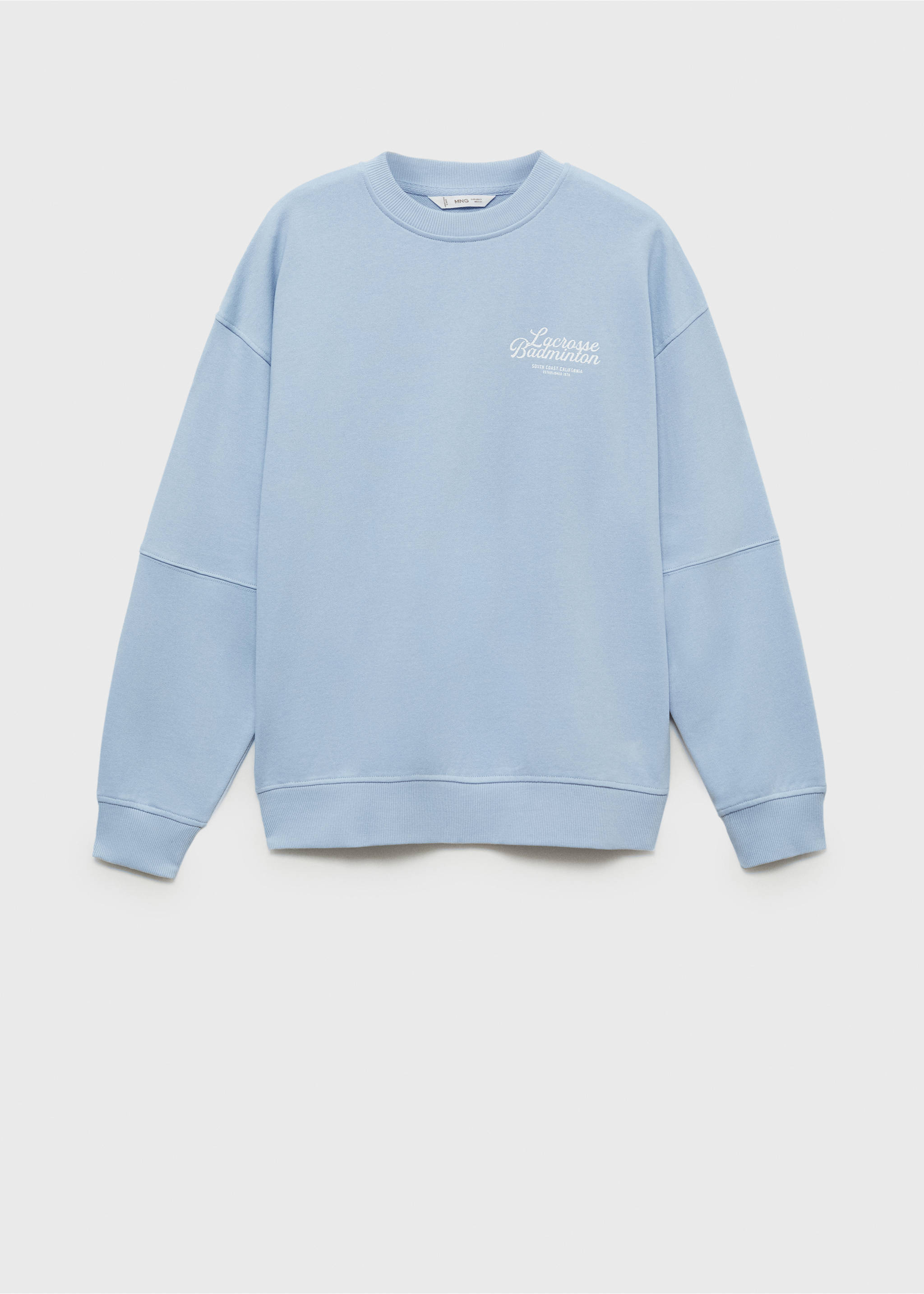 Cotton sweatshirt with printed message - Article without model, Sky Blue. Ref: 87064784-00.
