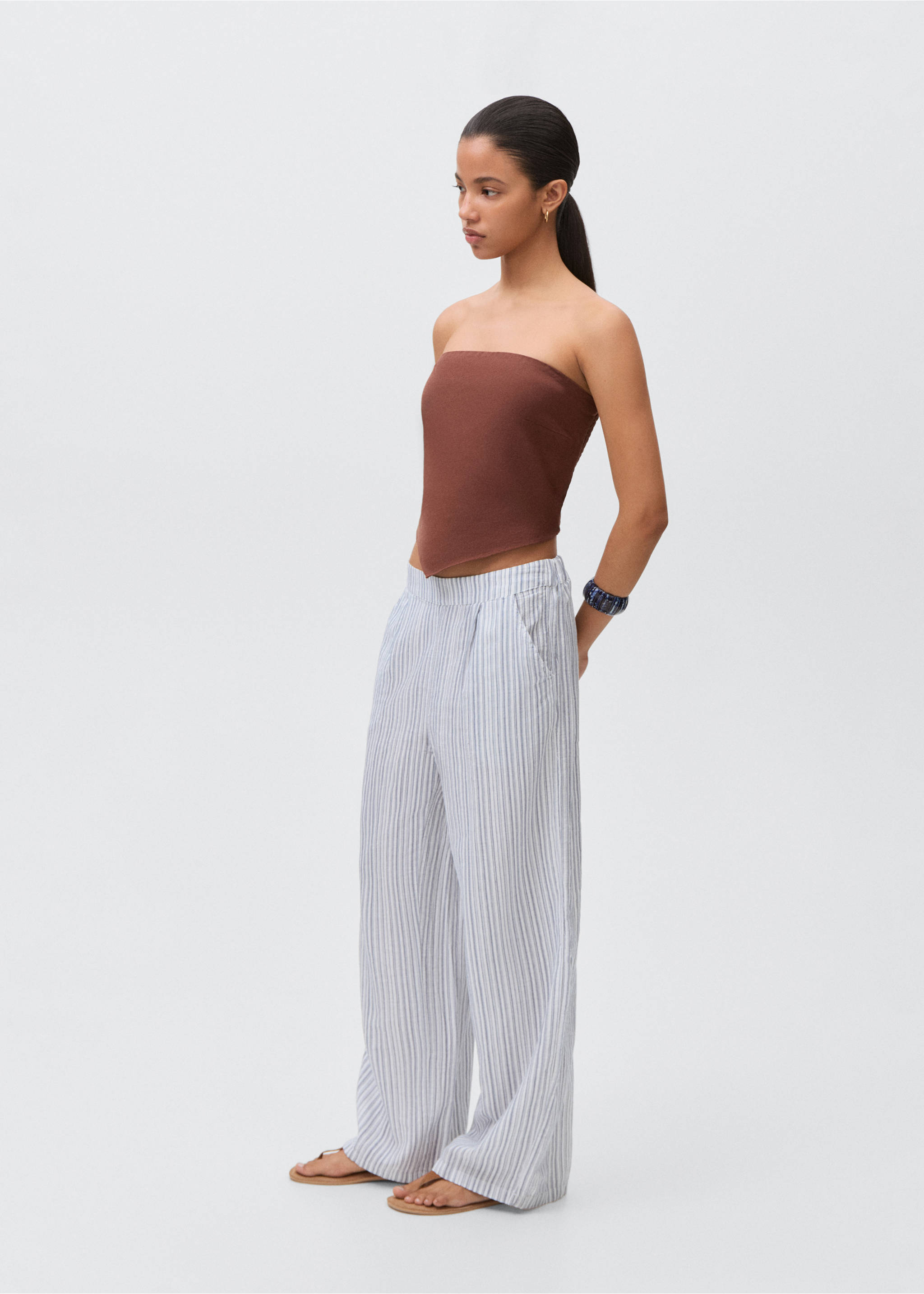 Striped cotton trousers - General plane, Sky Blue. Ref: 87064790-00.