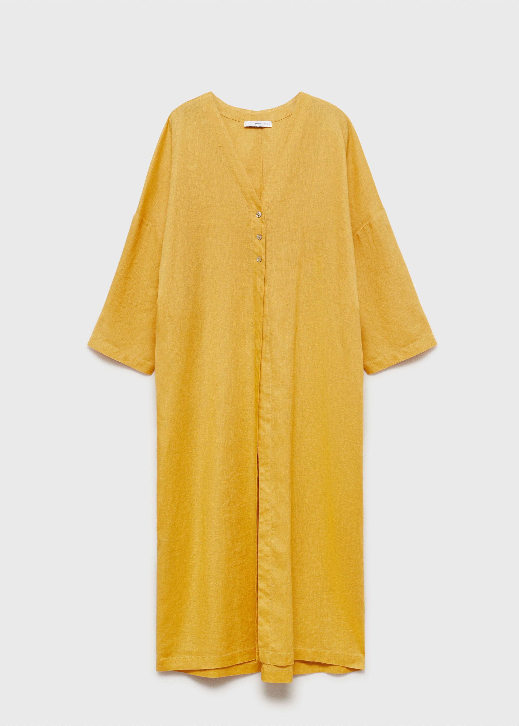 Oversize linen-blend dress - Article without model, Mustard. Ref: 87064792-00.