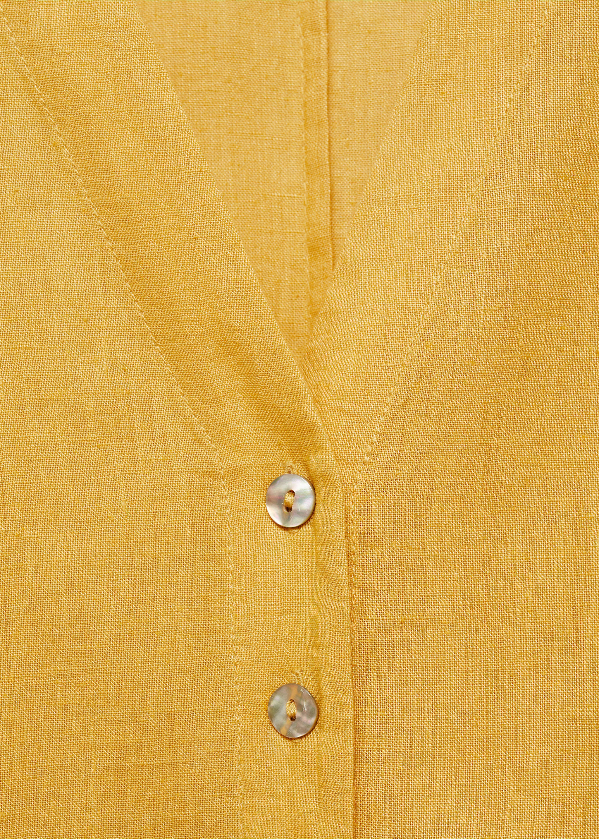 Oversize linen-blend dress - Details of the article 8, Mustard. Ref: 87064792-00.