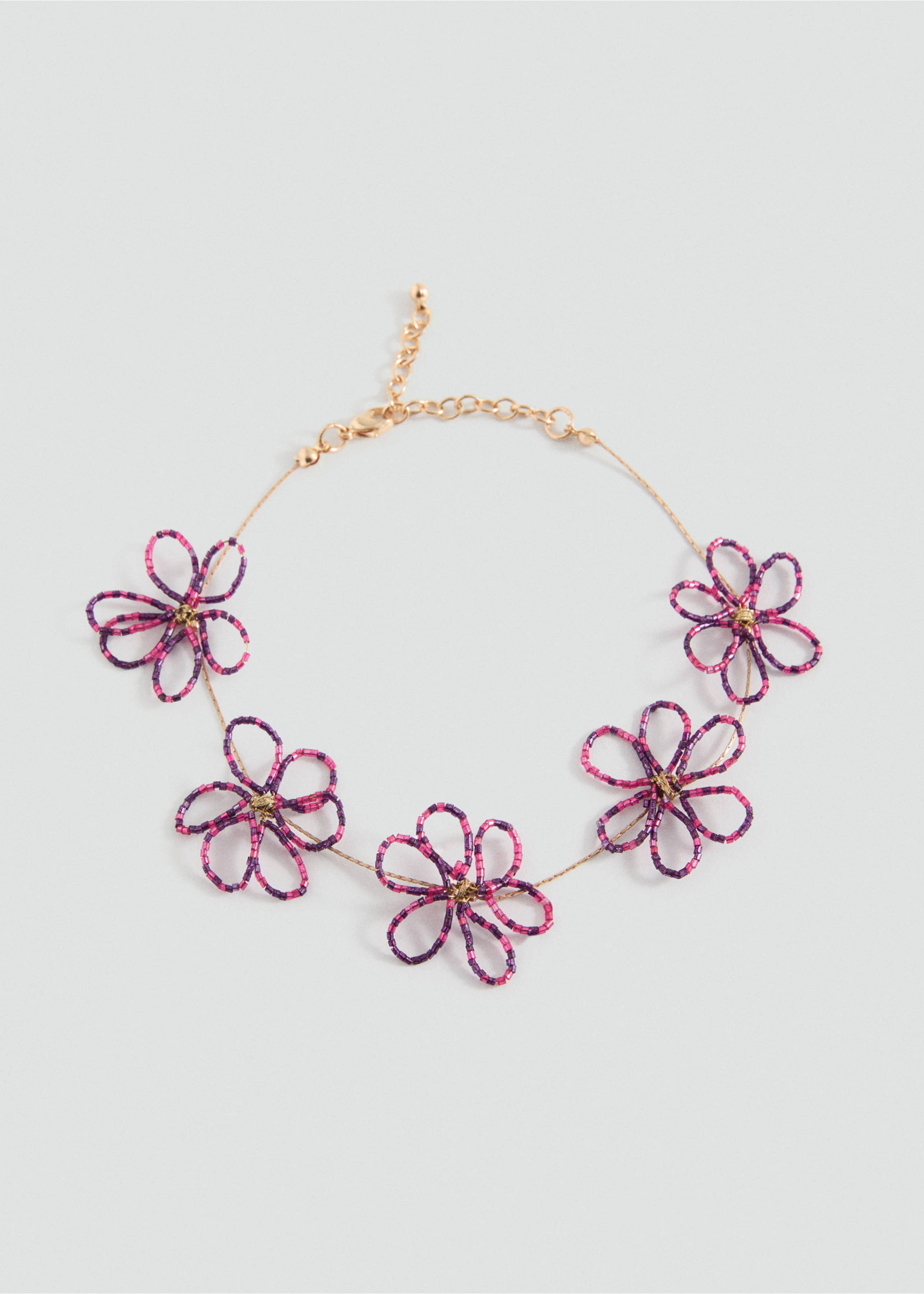 Flower bead necklace - Article without model, Fuchsia. Ref: 87064793-00.