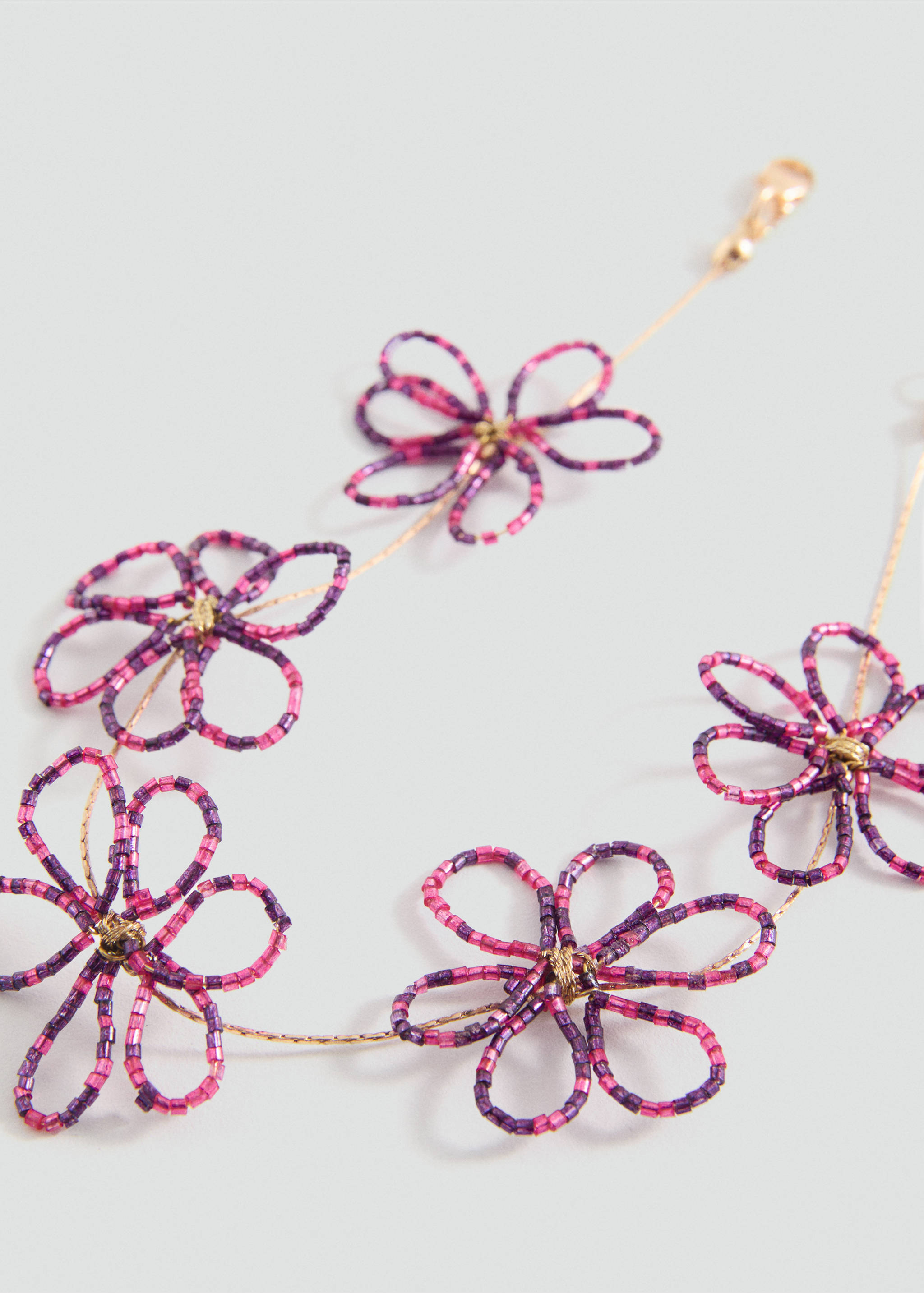 Flower bead necklace - Medium plane, Fuchsia. Ref: 87064793-00.