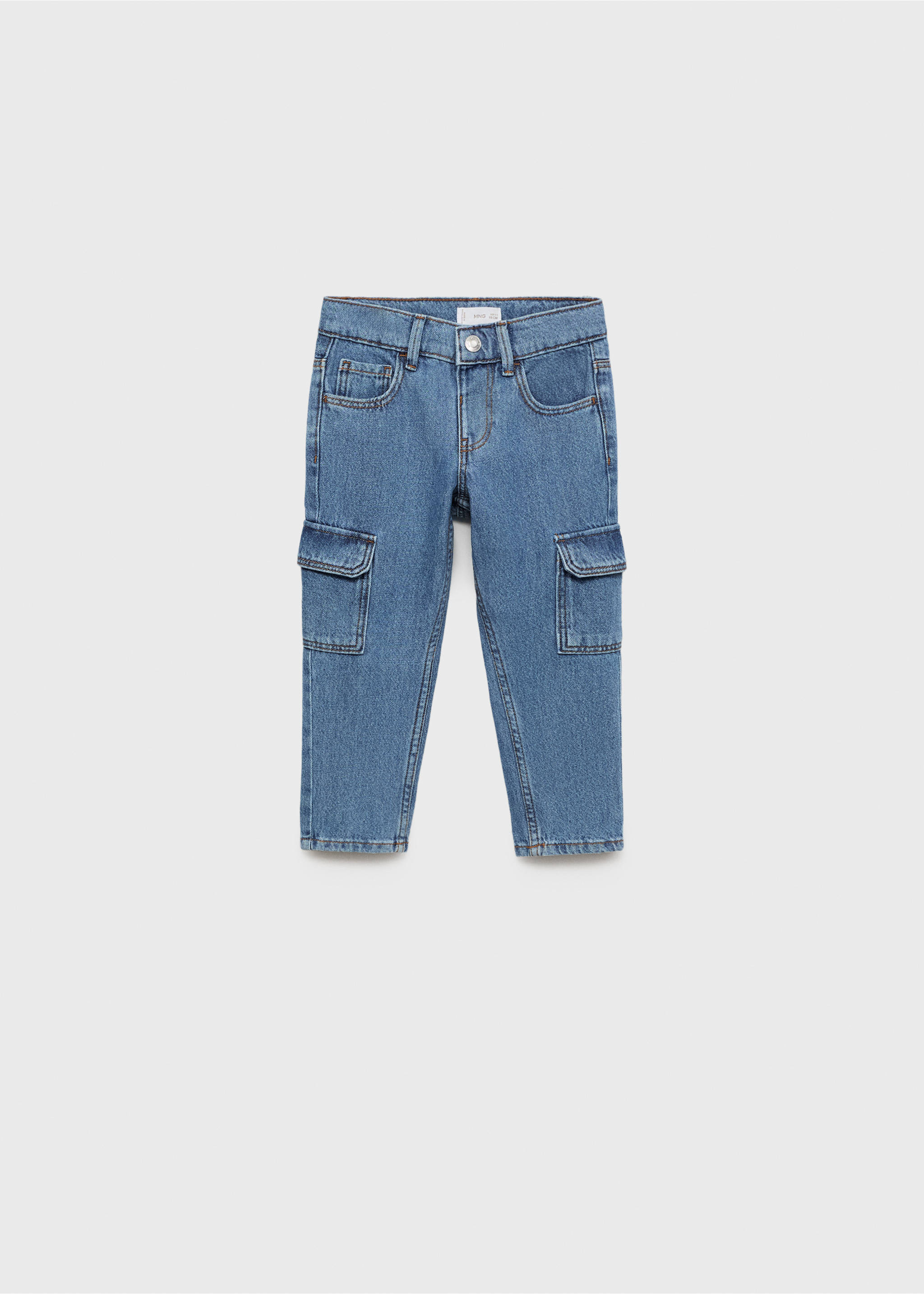 Jean droit style cargo - Article sans modèle, Bleu moyen. Ref: 87064794-00.