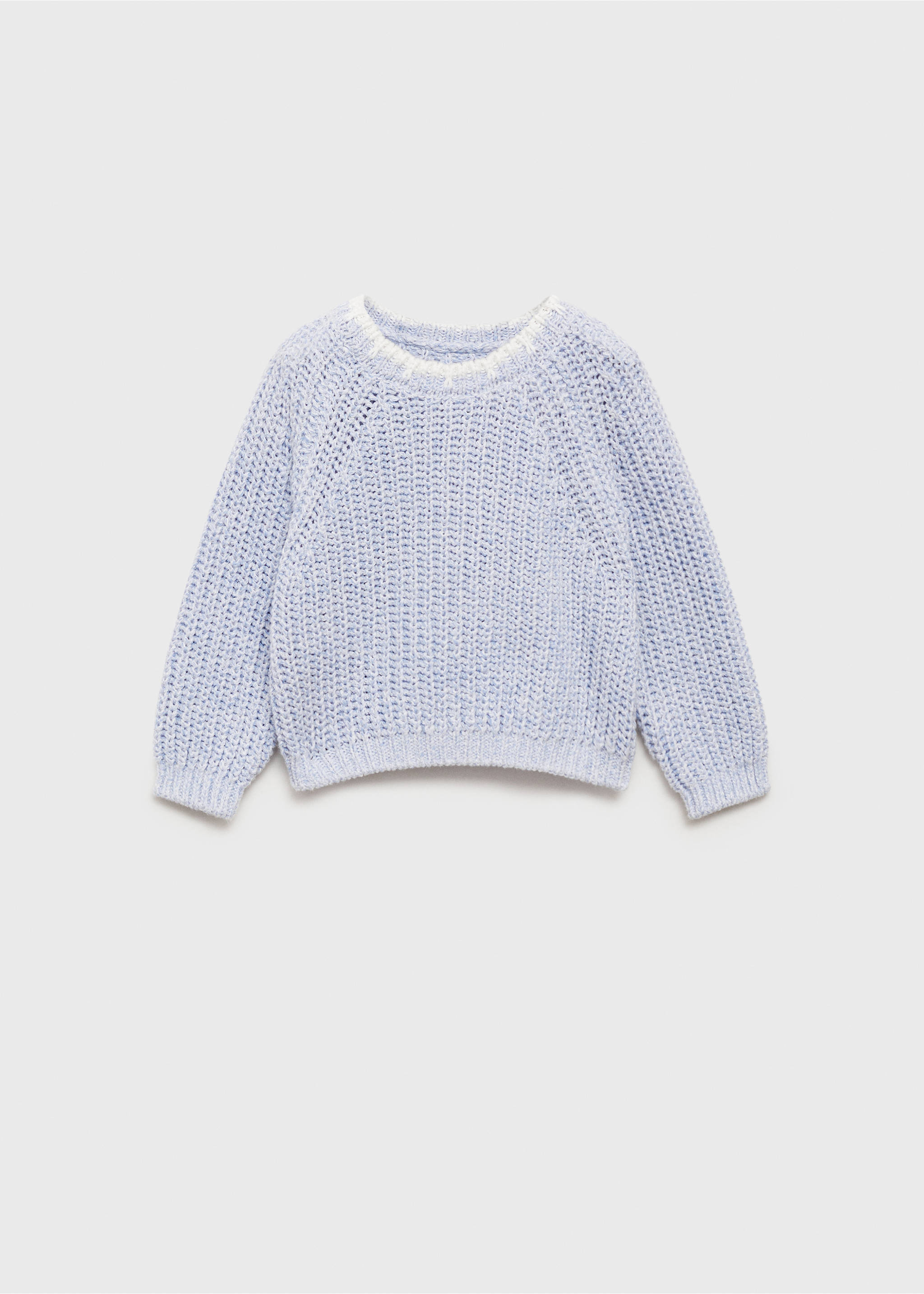 Knitted cotton sweater - Article without model, Sky Blue. Ref: 87064797-00.