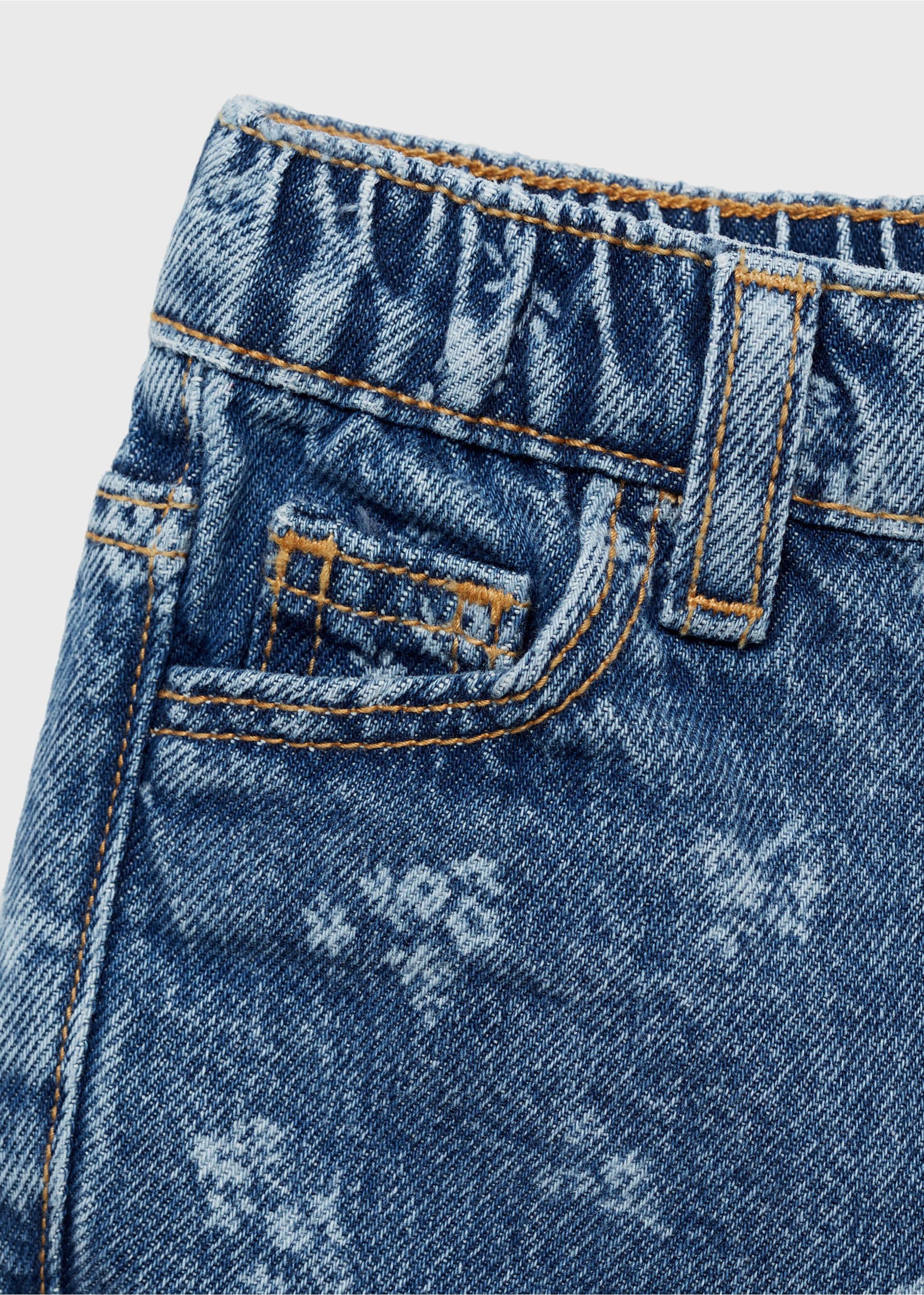 Printed straight jeans - Details of the article 0, Medium Blue. Ref: 87064798-00.